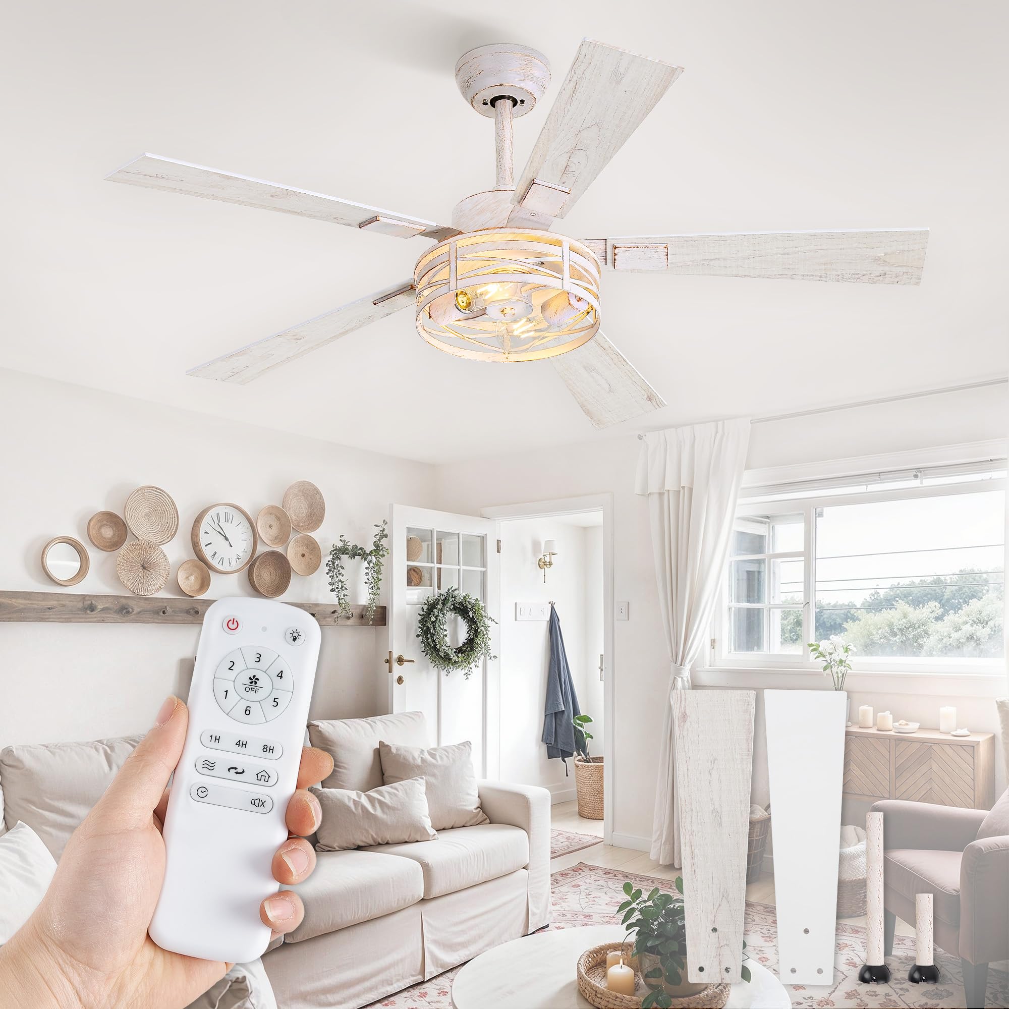 Fanbulous Farmhouse Ceiling Fans with Light 48 Inch