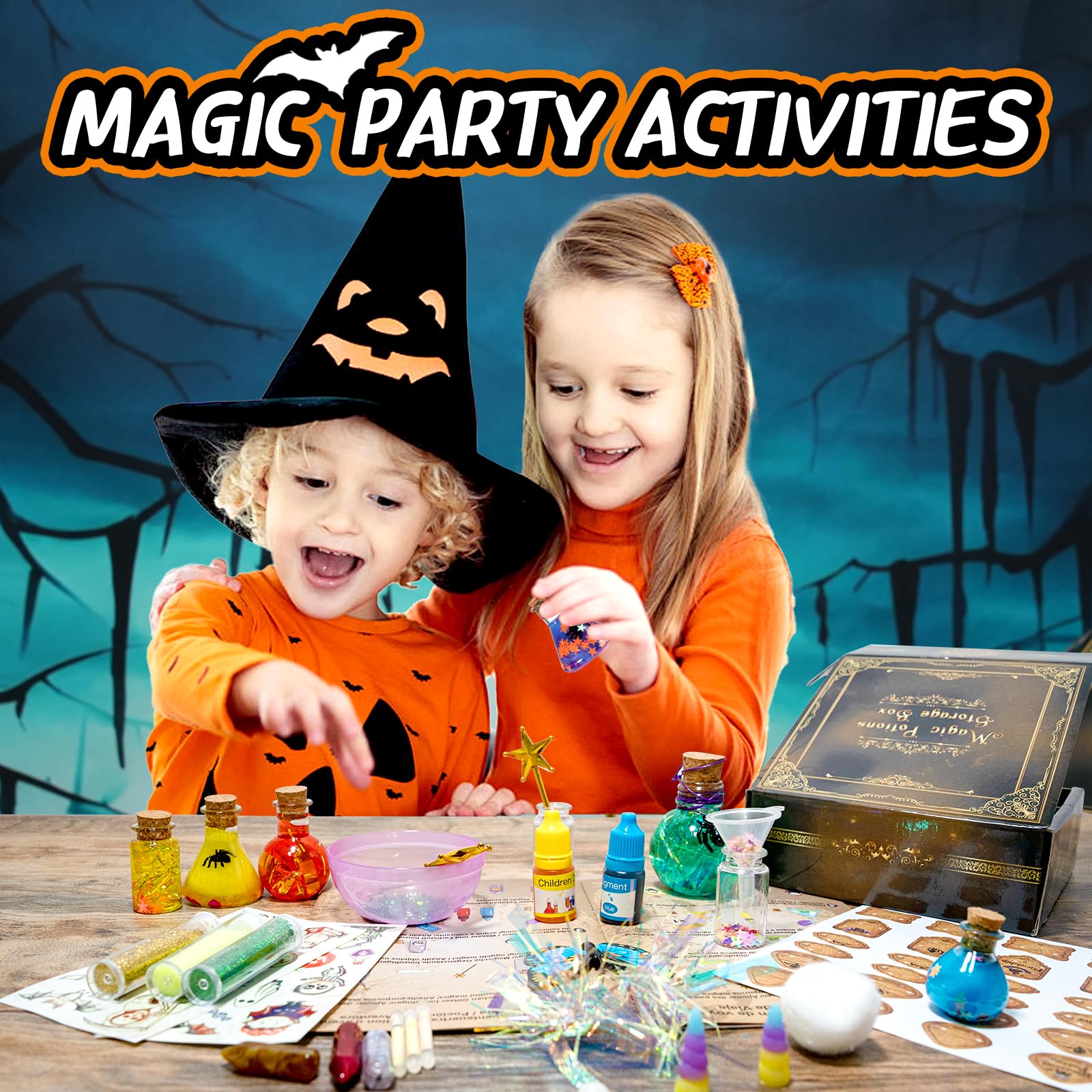 JOPSHEEN Kit Per Creare Pozioni Magiche Per Bambini: 20 Esperimenti Con Luce Al Buio, Accessori E Etichette - Gioco Scientifico E Creativo