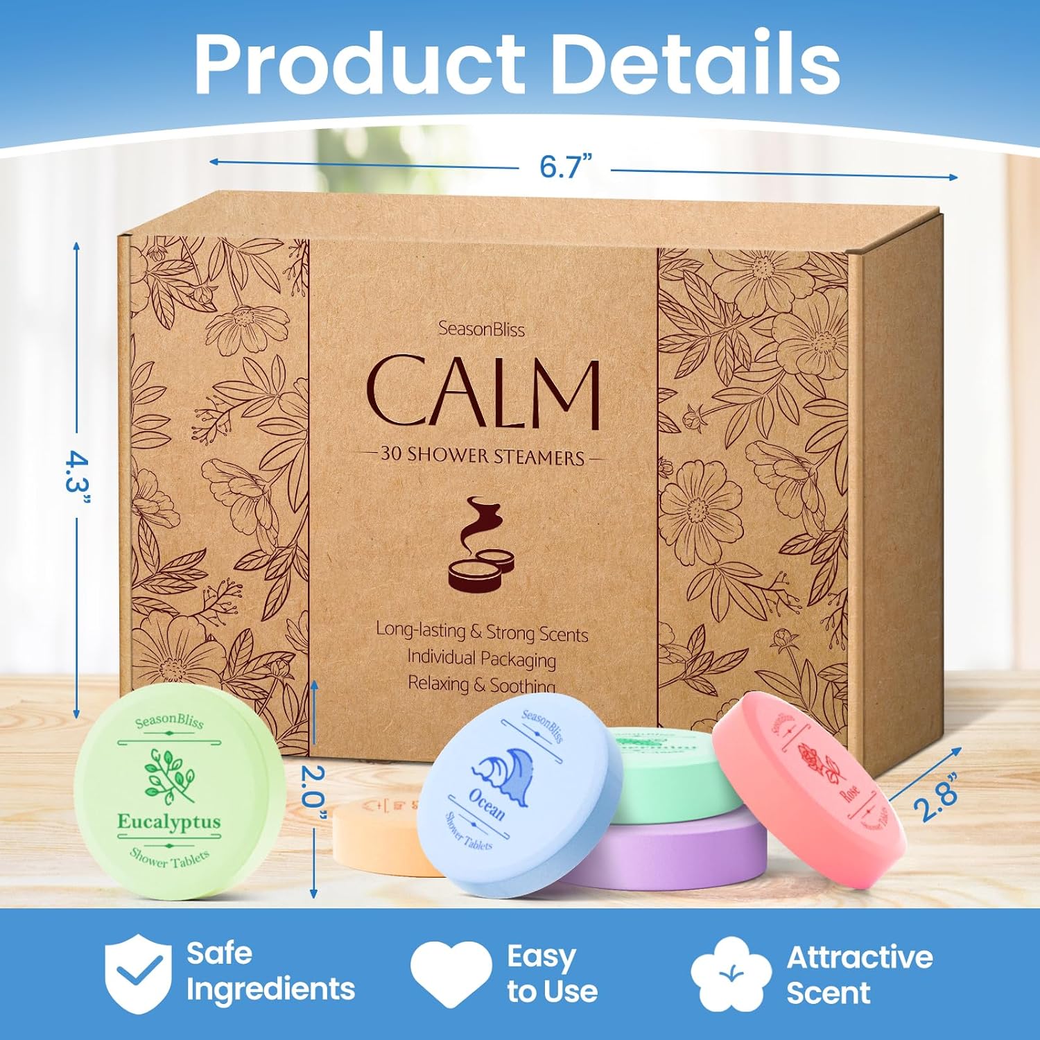 Shower Steamers 48 PCS Set with 8 Rich Scents, Shower Bombs with Natural Ingredients, Shower Tablets for Self-Care & Relaxation,Ideal Christmas Birthday Mother's Day Gifts for Women Men Mom Wife