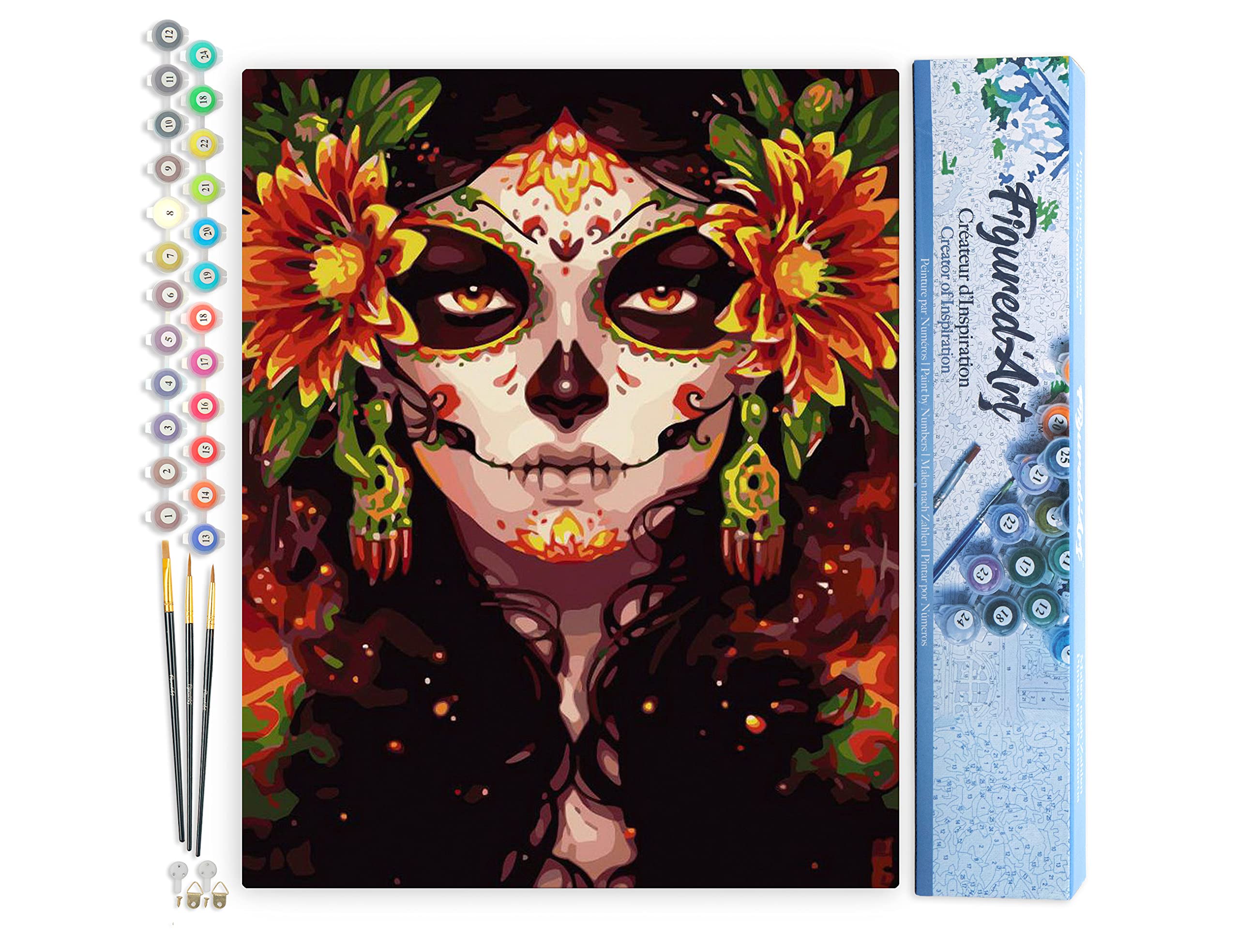 Figured’Art Peinture Par Numéro Adulte – Beauté Derrière Les Fleurs – Kit DIY 40x50cm (Sans Châssis) – Loisir Créatif Anti-Stress – Idée Cadeau Personnalisée