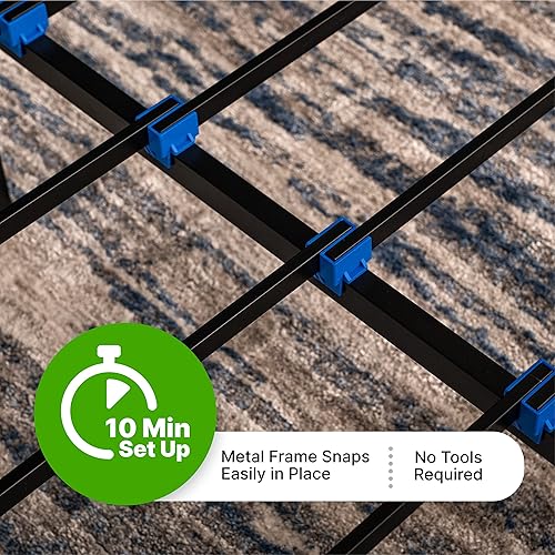 Miniatura 5 de GhostBed Base de cama y colchón con somier, marco de plataforma de metal con soporte de listones, cubierta de tela y soportes de cabecero, tamaño