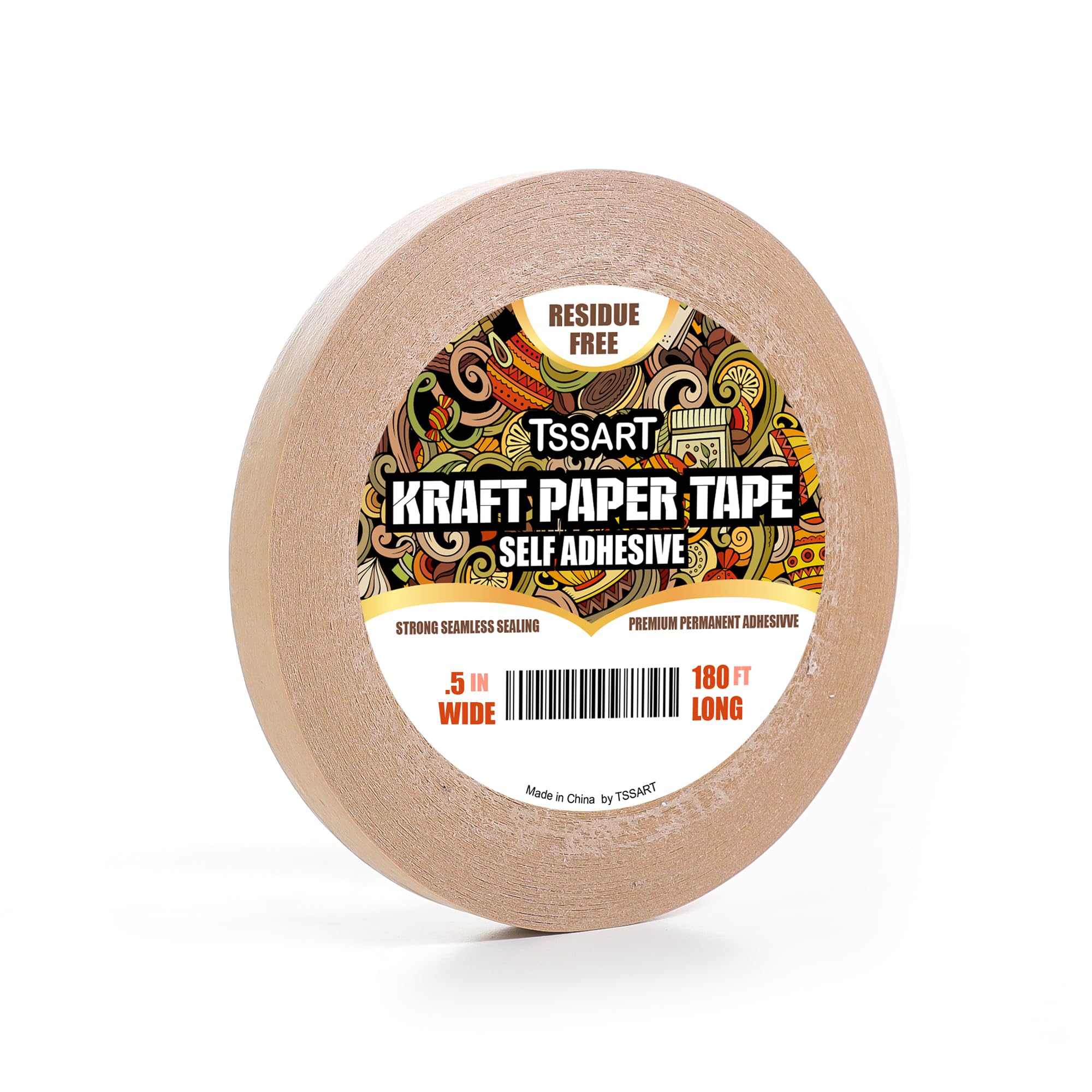 Cinta de papel kraft K49 – Cinta autoadhesiva de respaldo de marco marrón con resistencia a la oxidación para enmarcar fotos, enmascarar, sellar y uso de embalaje, 1/2 pulgada de ancho y 180