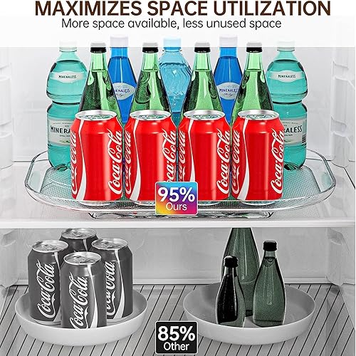 Miniatura 7 de MOCIUN Lazy Susan - Organizador giratorio para refrigerador, plato giratorio rectangular para refrigerador, Lazy Susan para gabinete, mesa,
