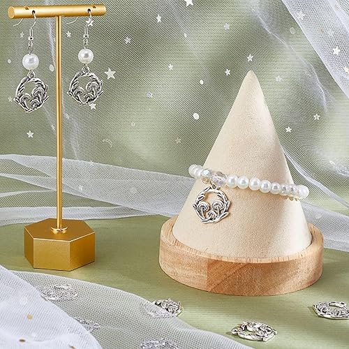 Miniatura 4 de SUNNYCLUE 1 caja de 50 dijes de hongos a granel de hongos estilo tibetano, dije de plata antigua, plantas mágicas, dije plano redondo de hongo, dije