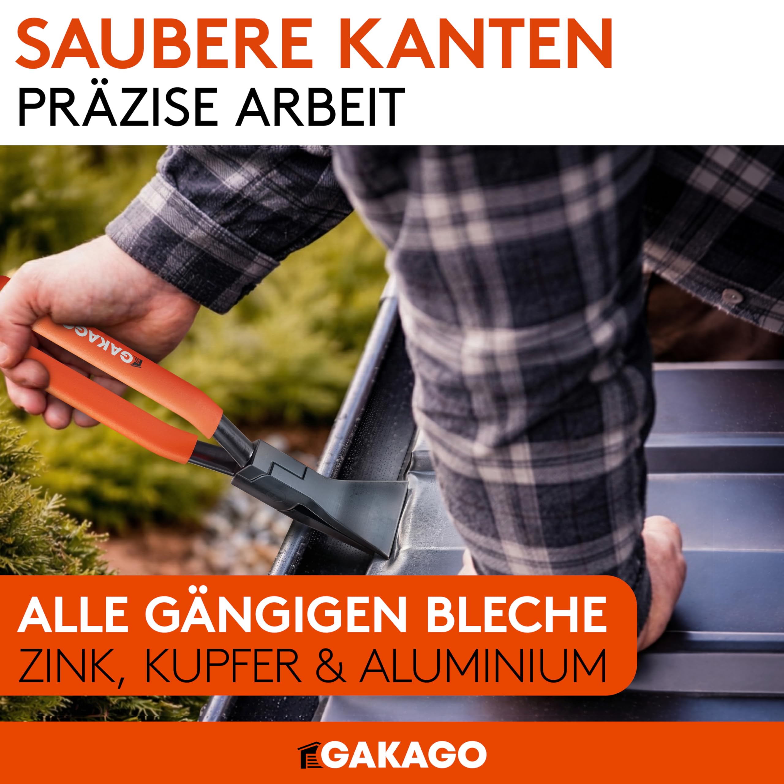 Gakago Falzzangen Set 3-teilig - 45° 90° 180° Abkantzange/Biegezange mit extra breiten 60mm Backen - inkl. Aufbewahrungstasche - Präzises Spengler Werkzeug für Dachdecker und Blech biegen