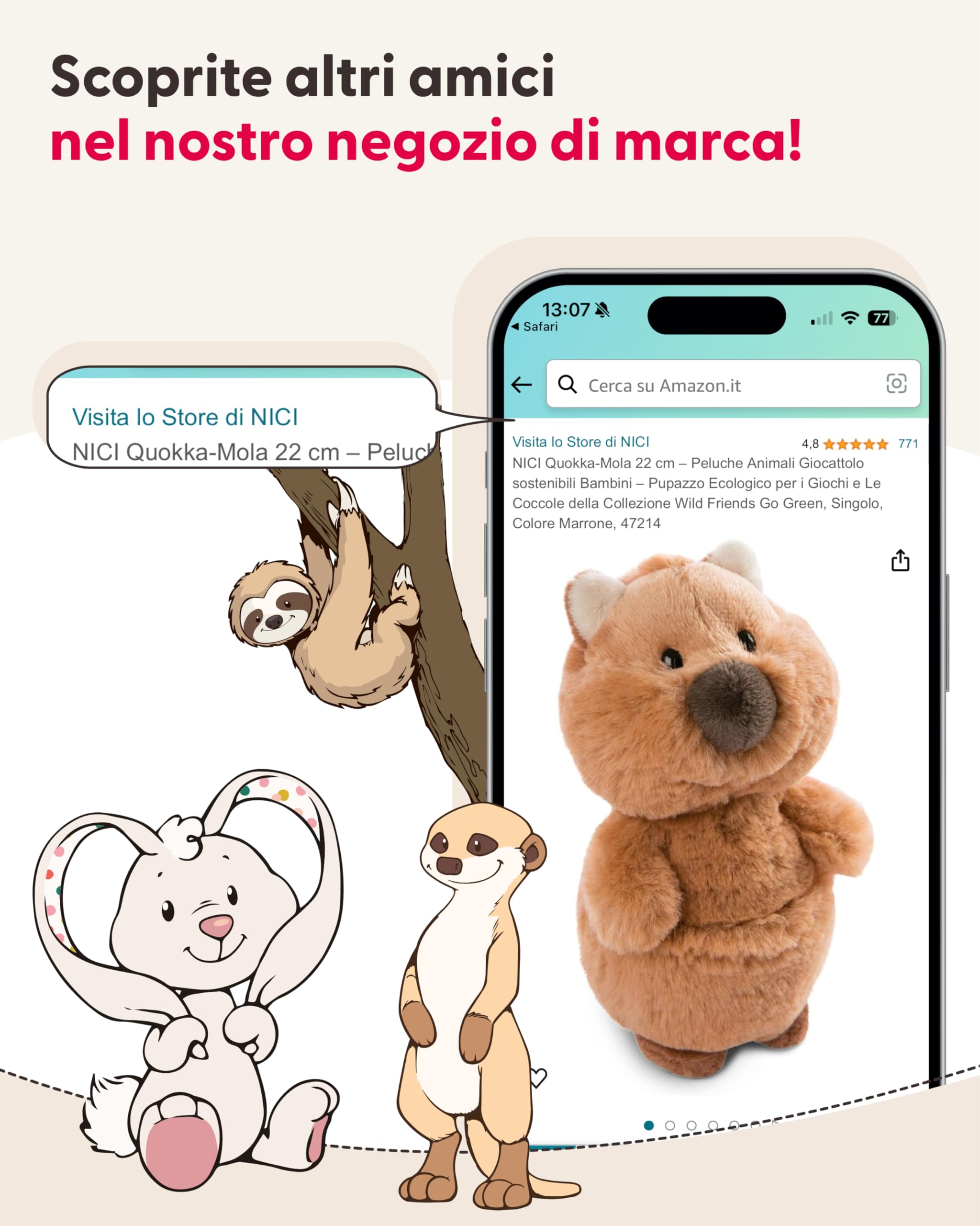 NICI Peluche MOLANG con Stella cadente 48 cm - Bianco
