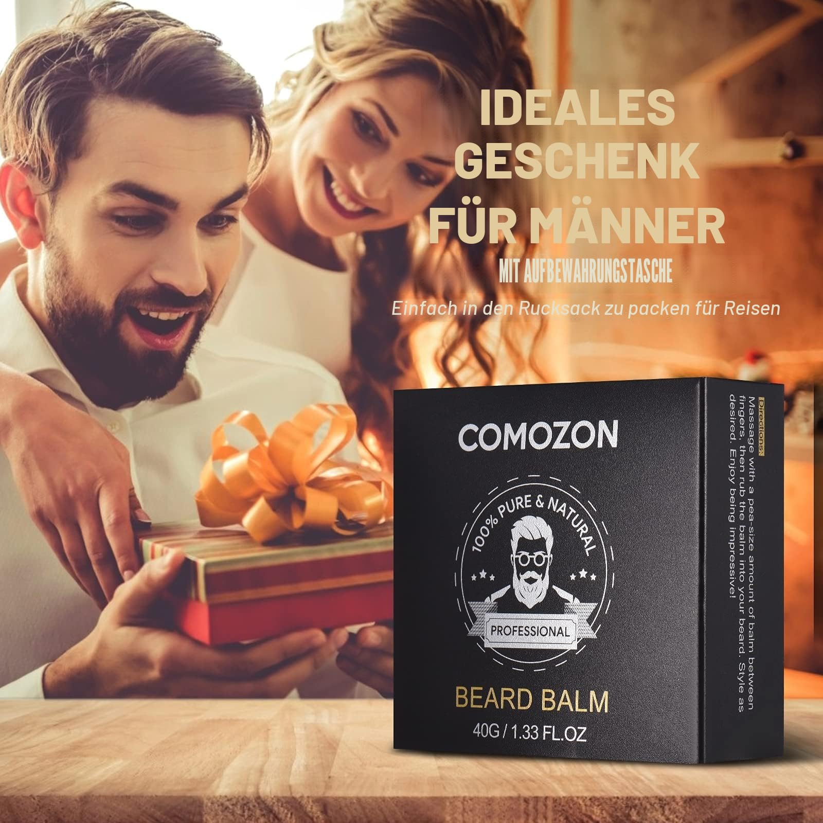 Comozon Bartpflege Set für Männer - 12-in-1 Bart Vatertagsgeschenk, Bartwuchsmittel Männer mit Bartroller/Bartöl/Rasiermesser/Bartbürste/Bartshampoo/Bart Conditioner/Bartbalsam/Bartkamm/Bartschere