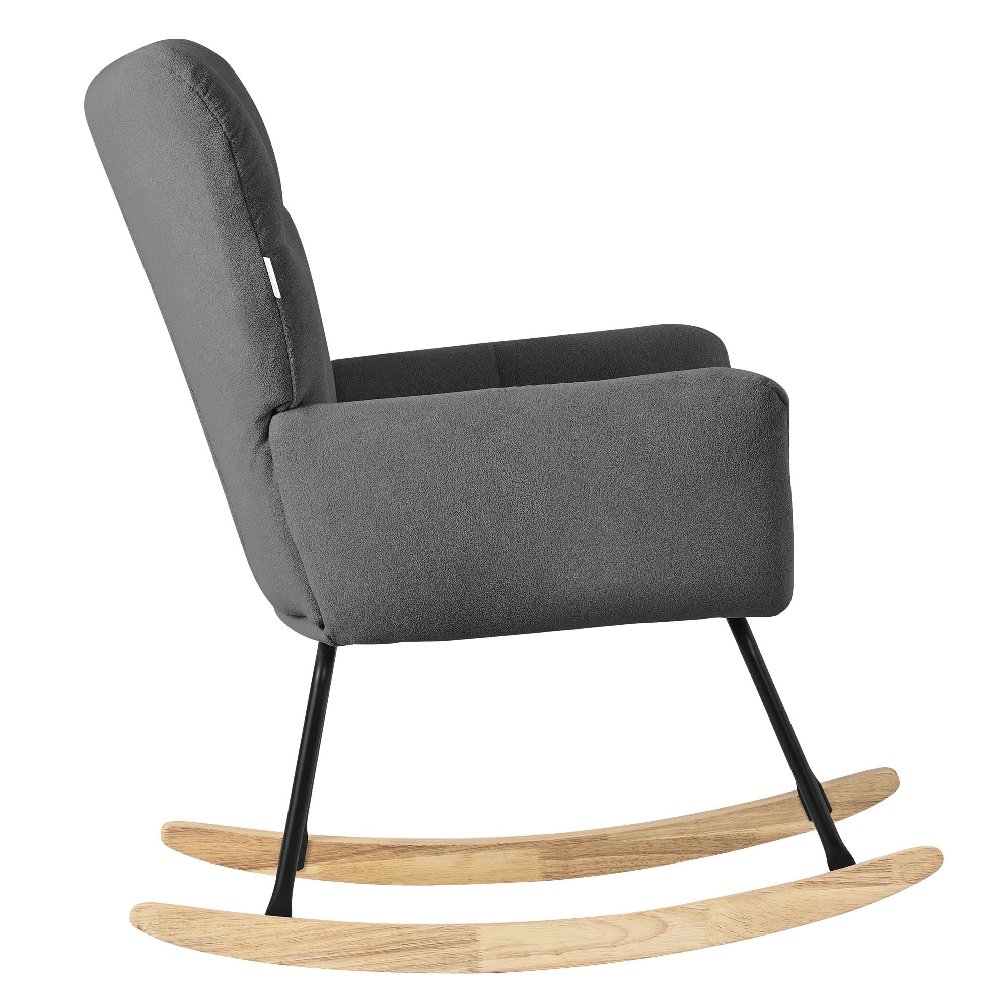 ML-Design fotel bujany ciemnoszary z pokryciem frotte tapicerowany z drewnianymi prowadnicami lezanka z podlokietnikami do salonu sypialni i balkonu rozkladany fotel