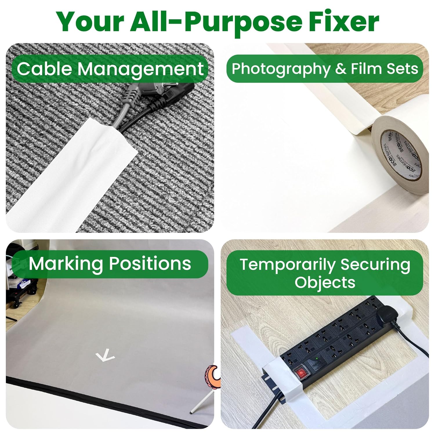 ECOHomes Bundle - 4 Inch x 90 FT Gaffer Tape + 2 Inch by 30 FT Cable Ties Wrap