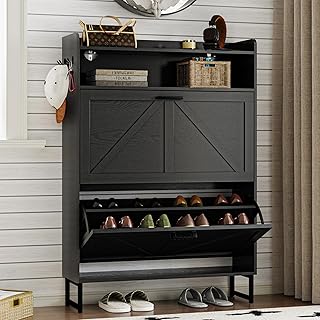 14 Entryway Storage Ideas to Hide Everyday Mess 60 Shoe Cabinet with 2 Flip Drawers Narrow Shoe Storage Cabinet Organizer W...