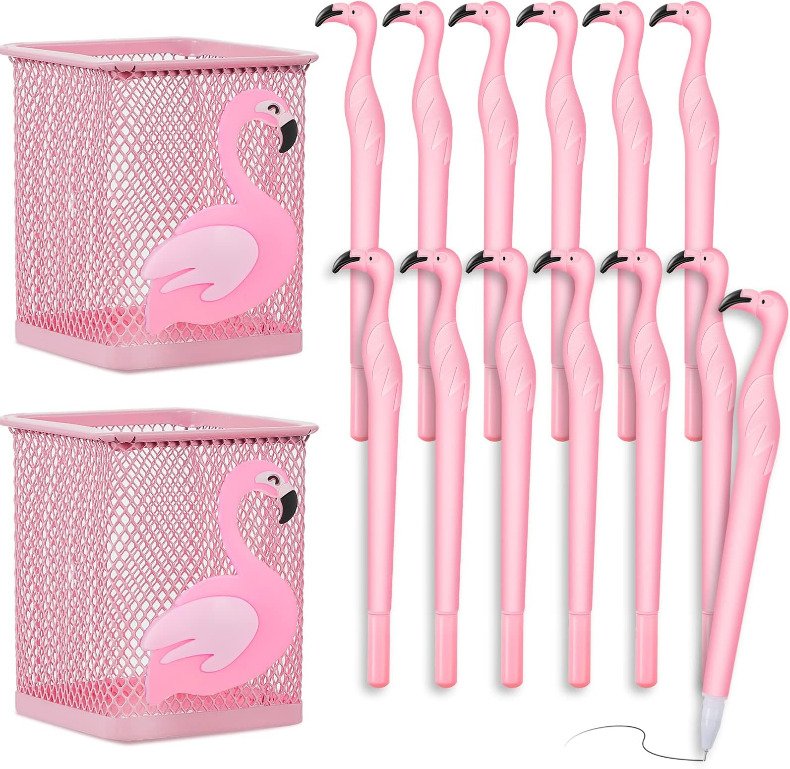 Chuangdi 4 Pcs Flamingo Desk Accessories Metal Flamingo