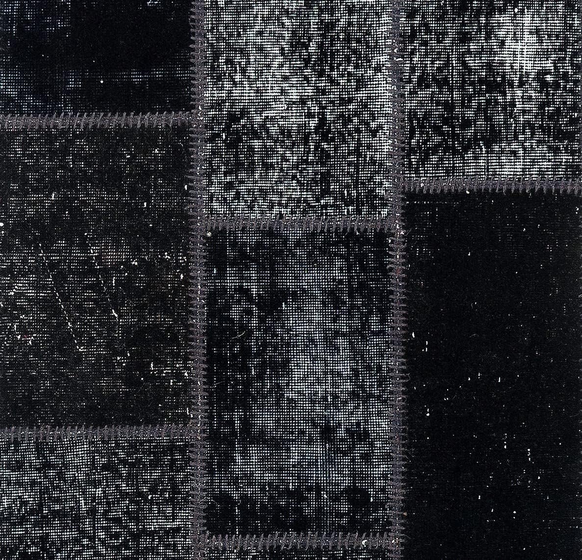 Modern Patchwork Runner Rug for Hallway Decor. Handmade from Re-Dyed Vintage Carpets, Woolen Floor Covering. 750