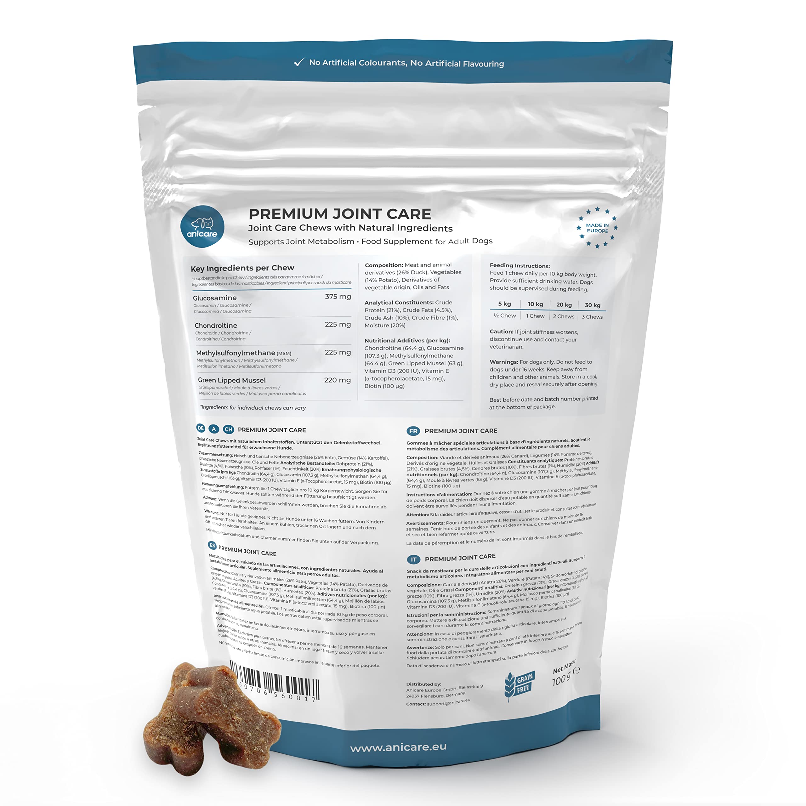 Anicare Premium Joint Care - Hochkonzentrierte Chews für Hunde, die Gelenktabletten ablehnen! Mit Glucosamin, Chondroitin, MSM und Grünlippmuschel