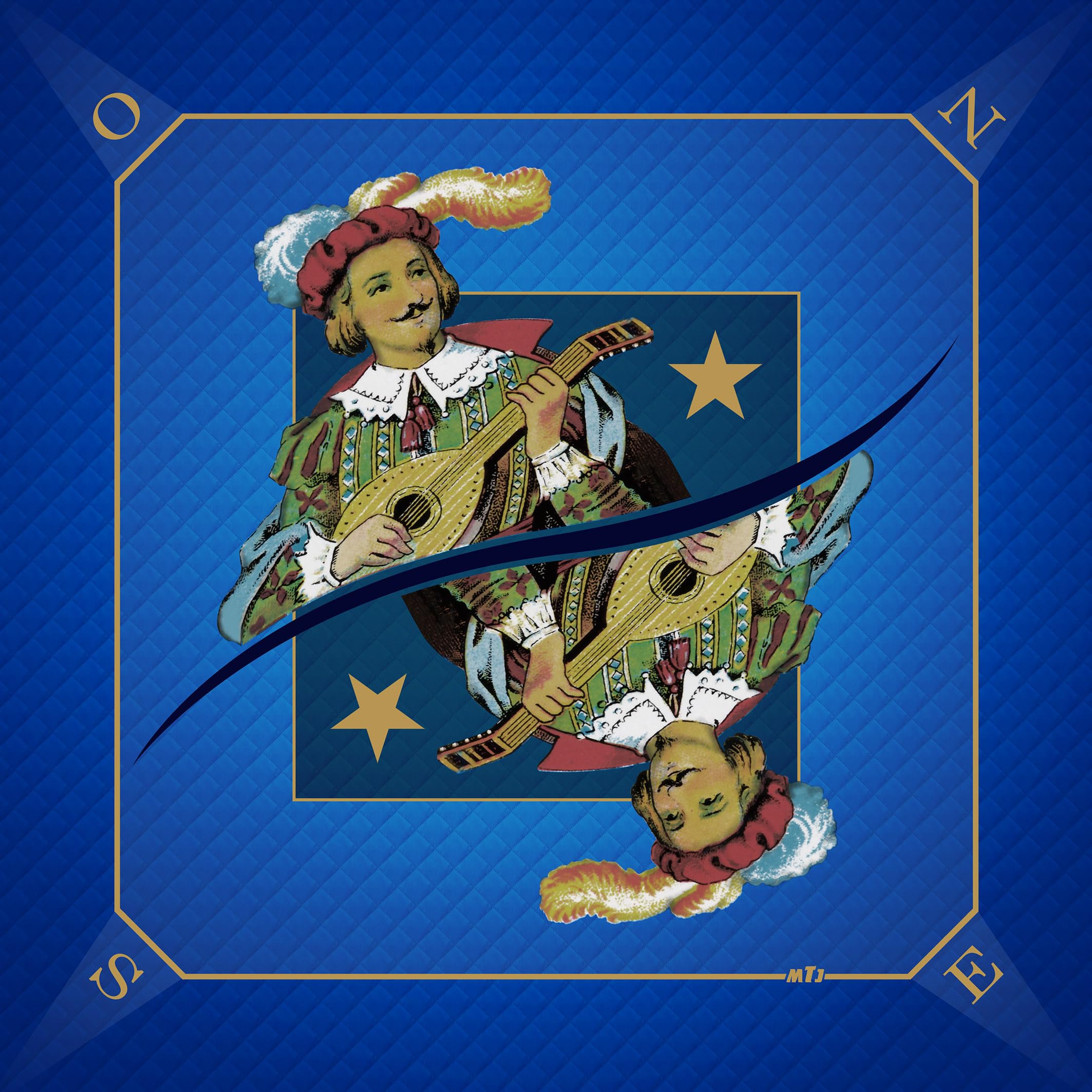 MTJ - Tapis Tarot Prestige Excuse - 60x60cm - Matière Jersey Néoprène - Fabrication Française (Bleu)