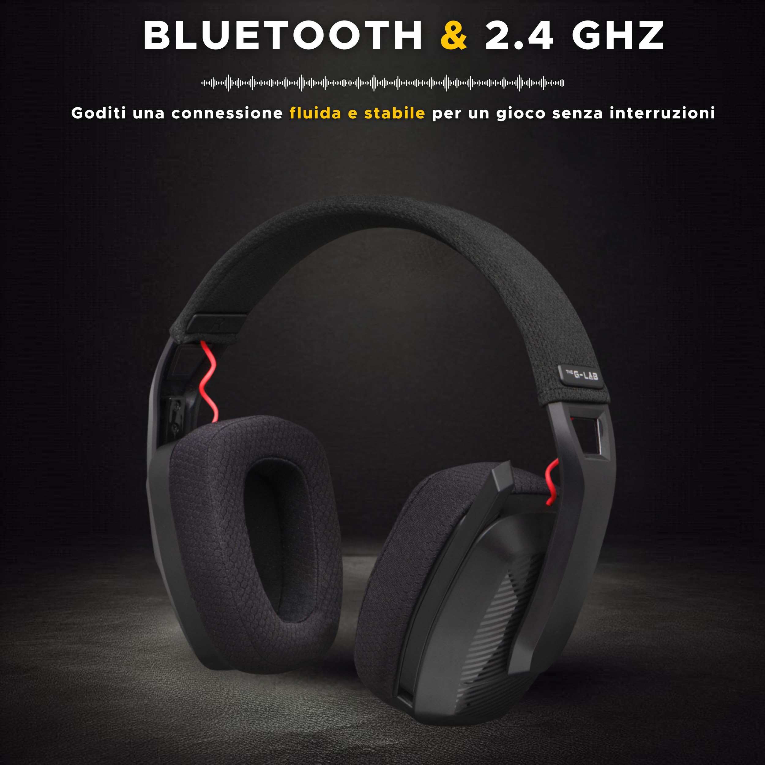 THE G-LAB - Korp Platinium - Cuffie gaming wireless Tripla Modalità: Bluetooth, 2.4GHz e cablato. - Cuffie PS5 /PS4/PC/Androïd/IOS - Audio Stereo di Alta Qualità, Bassa Latenza, Durata 45h – Nuovo | Audio Stereo, Cuffie PS5 /PS4/PC/Androïd/IOS, Autonomia