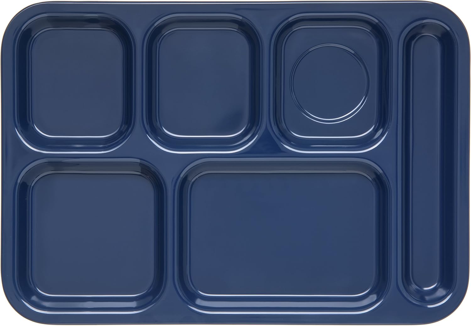 Carlisle 4398850 Right Hand 6-Compartment Cafeteria / Fast Food Tray, 14.5" x 10", Dark Blue (Pack of 12)