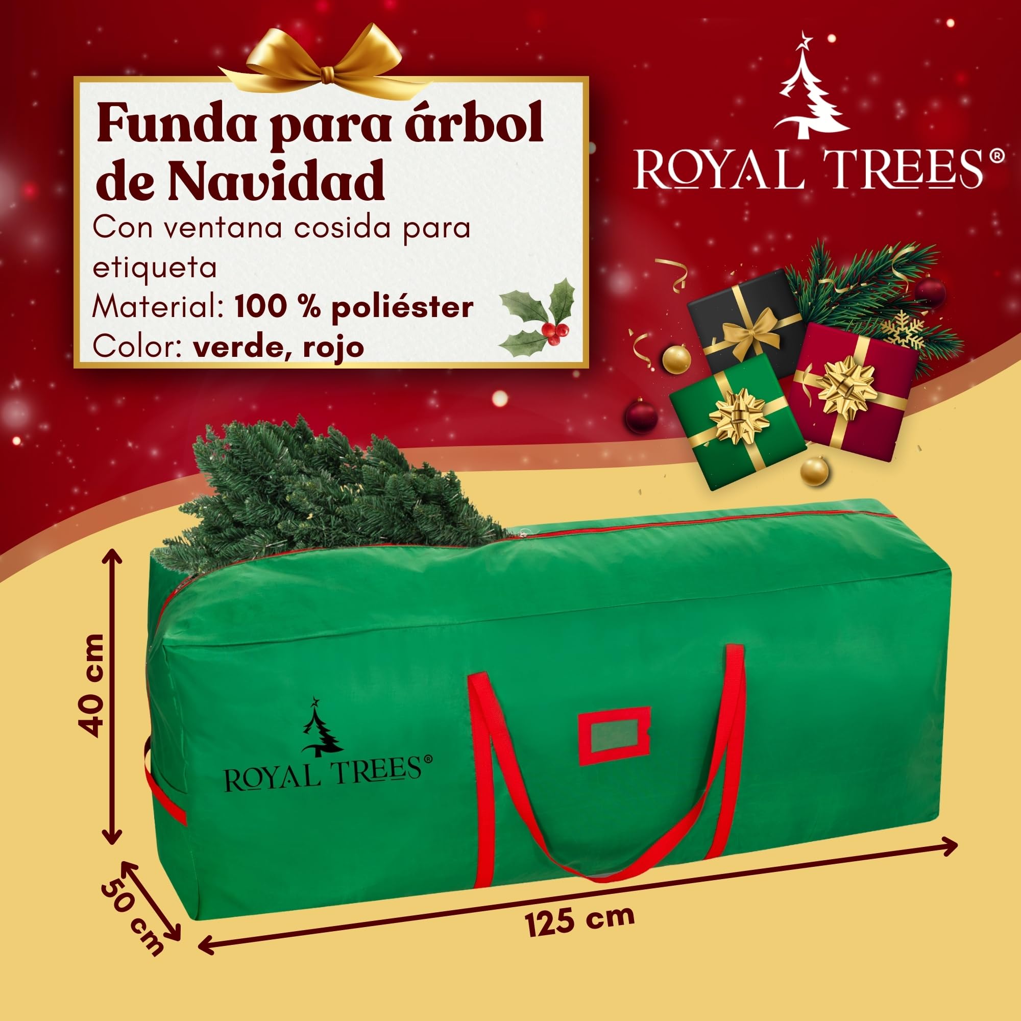 Árbol de Navidad artificial de abeto de 150 cm, con 310 puntas y soporte de madera resistente, para decoración de sala de estar, incluye bolsa de almacenamiento