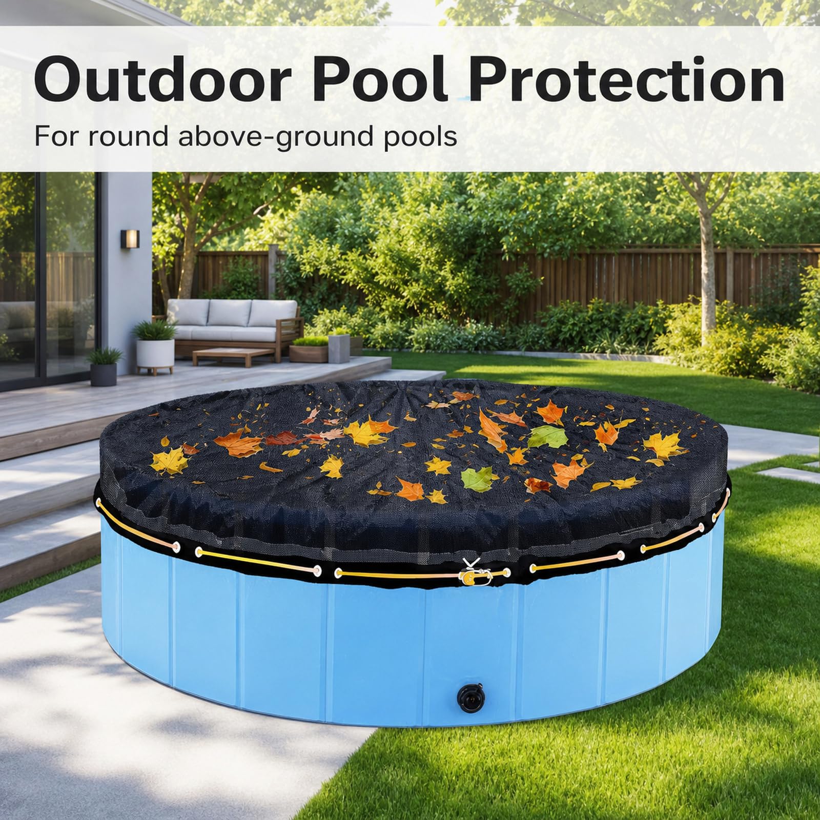 Cubierta de Piscina Redonda,Cubierta para Piscina Exterior Plegable,Cobertor de Invierno Redond Paras Piscinas,Protección UV,Impermeable,para jardín al Aire Libre