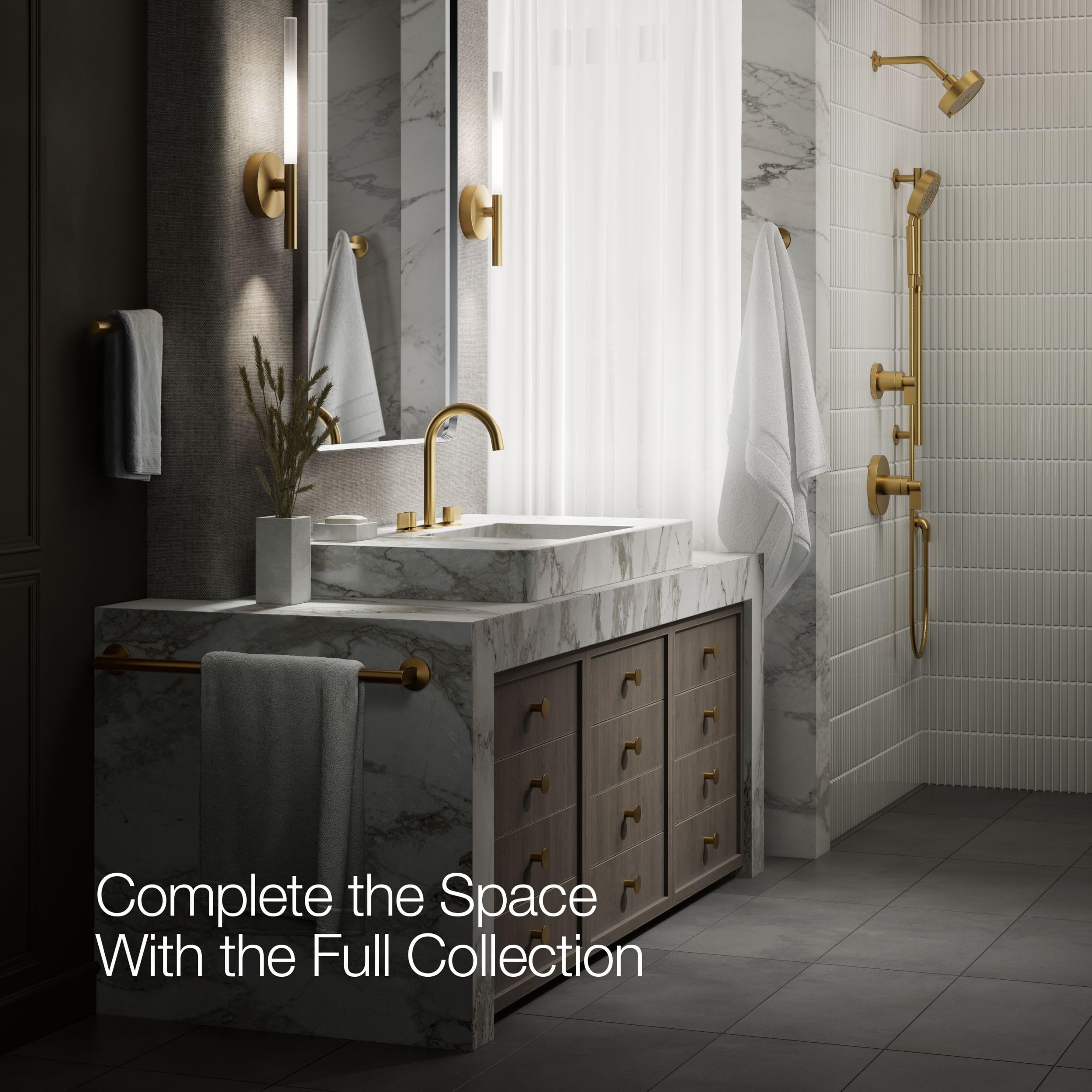 Kohler 77967-2MB Componentes accesorios de fontanería, latón moderno cepillado vibrante