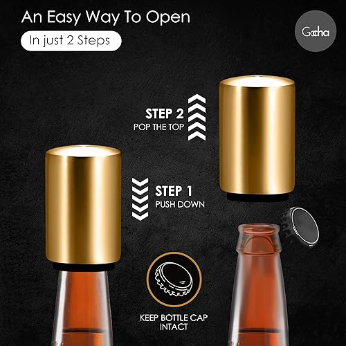 Miniatura 3 de GOCHA Gadgets, Abridor magnético de botellas, abridor de tapas de botella, tapa de prensa y pop, abridor de barras de acero inoxidable automático de