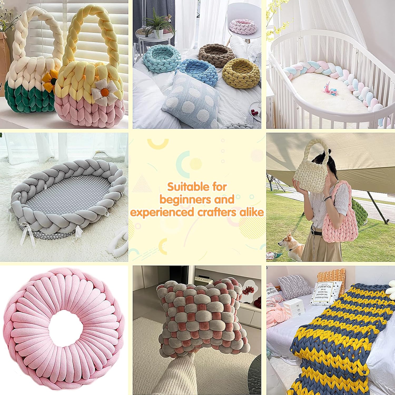 Chunky Yarn for Hand Knitting- Velvet Chenille Tube Yarns- Jumbo Yarns for Blankets, Pet Beds, Machine Washable (0.66 Lb/18.59 Yd), Easy No-Tool Arm Knitting & Crochet Project (2, Deep Teal)