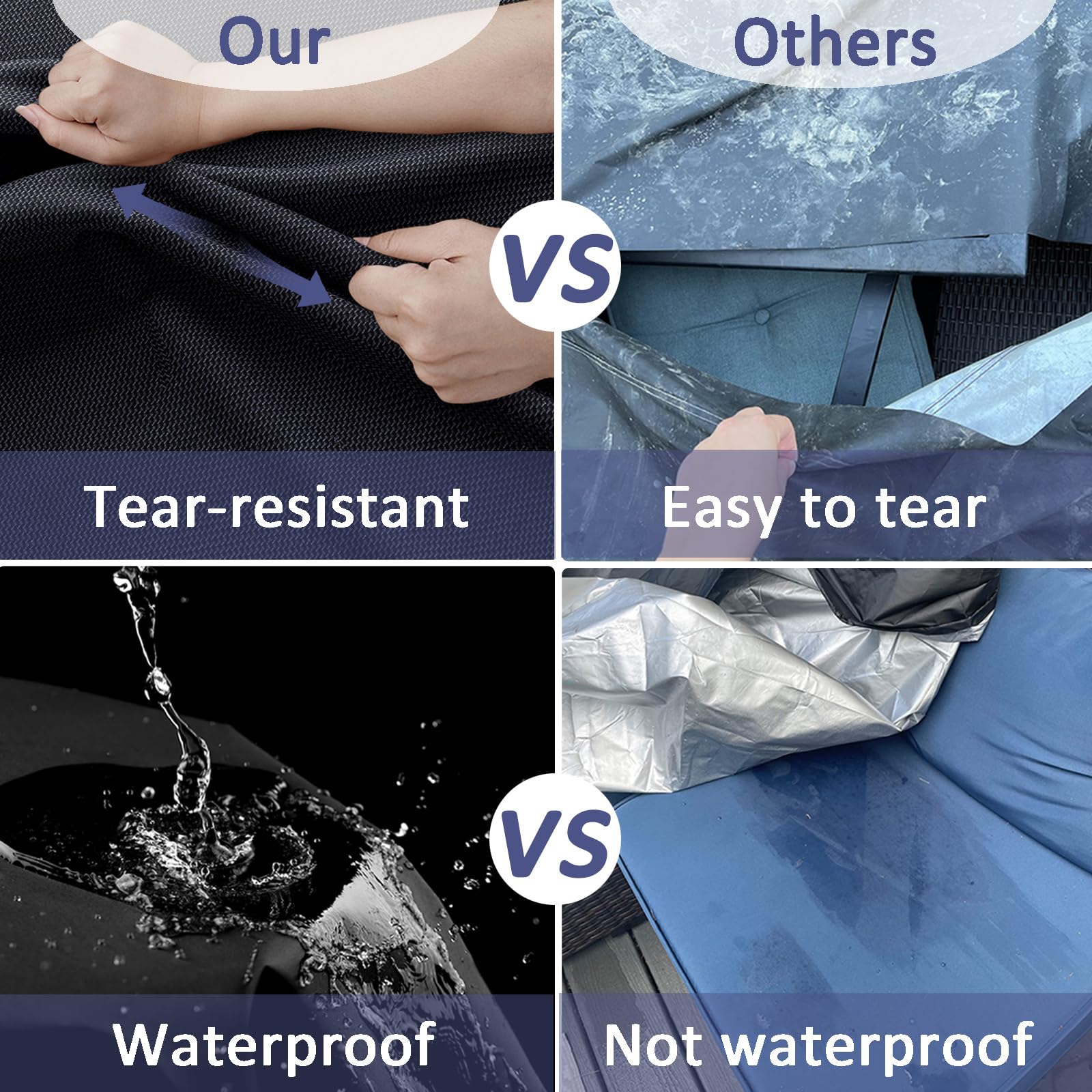 Copertura Tavolo Esterno Impermeabile - Telo Oxford 420D Con Fibbie | UV E Antivento (Nero, 220x100cm) - Foto 8