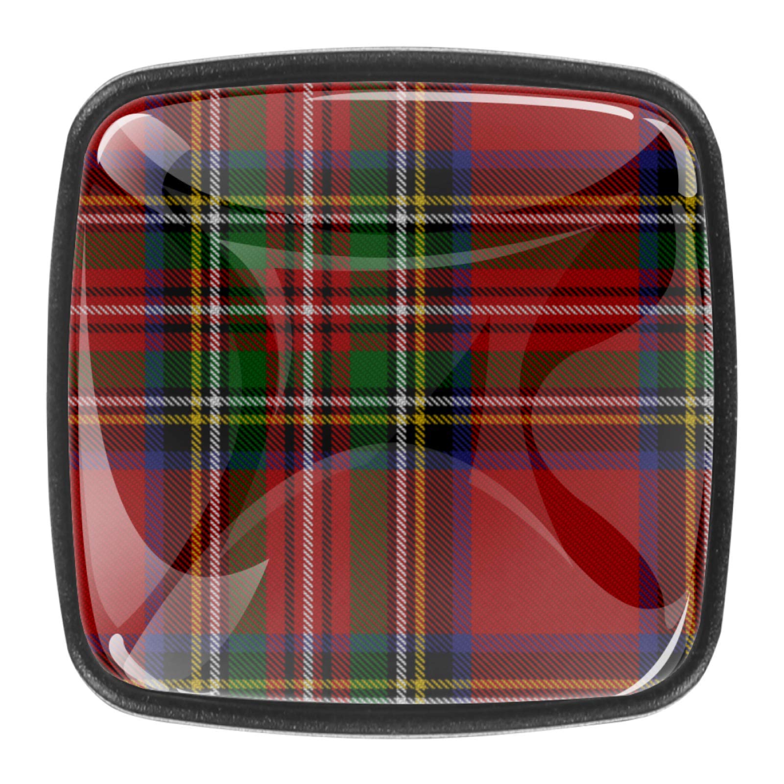 Royal Plaid Checkered Pattern Kitchen Cabinet Knobs Drawer Knobs Drawer Pulls Door Knobs for Office Bathroom Cabinet Dresser Cupboard, 4-Pack