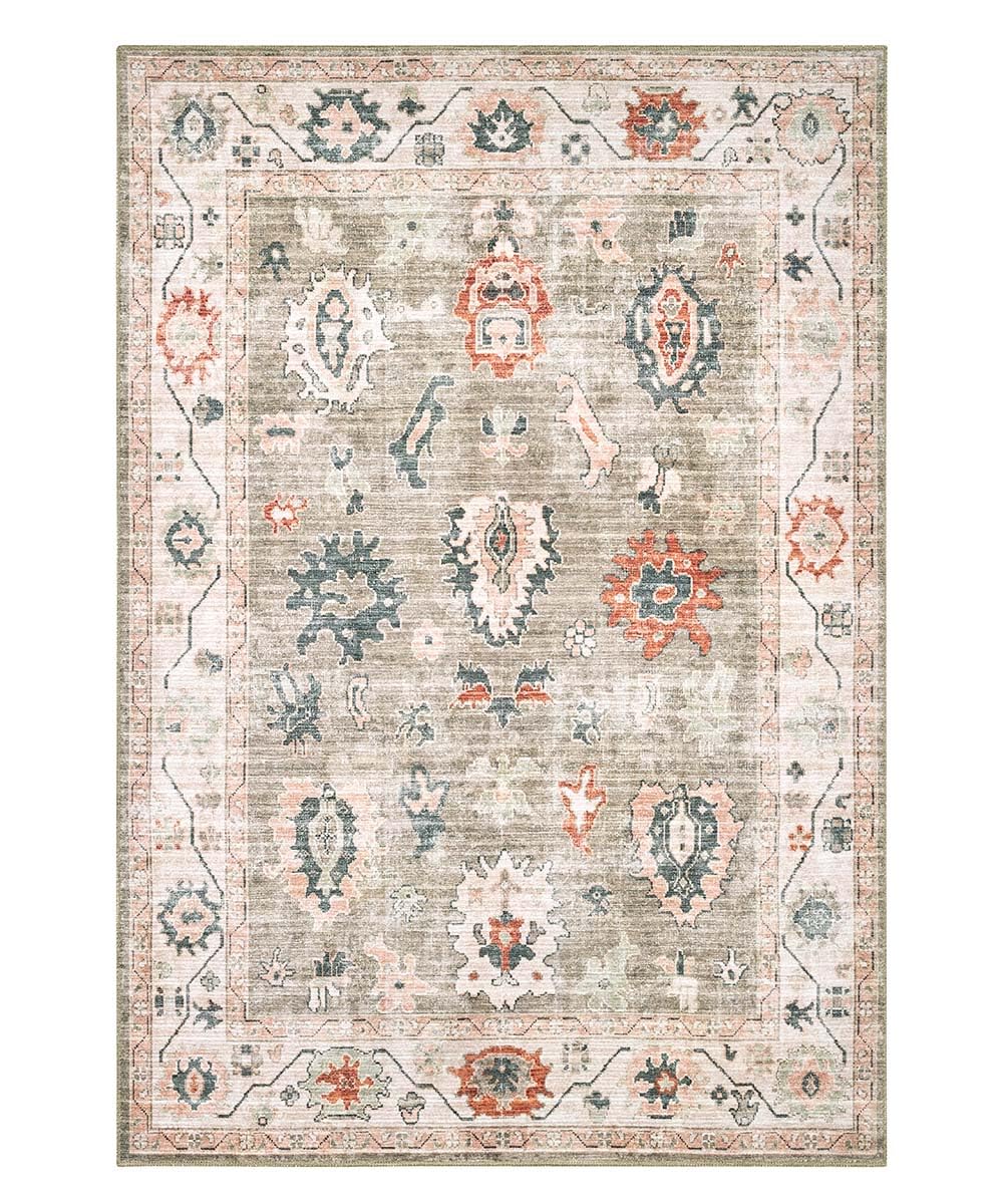 Tapis d'ameublement casa ZIEGLER 03 vert sauge 160 x 230 cm reproduction design persan classique dans un style vintage. Tapis lavable et antidérapant pour salon, chambre à coucher.