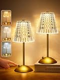 One Fire Nightstand Lamps Set of 2, Dimmable Crystal Table Lamp 3 Colors Gold Lamp,Touch Lamp Bedroom Lamps, Rechargeable Small Lamp, Bedside Lamps Set of 2 for Bedroom Living Room Bathroom Hotel Bar
