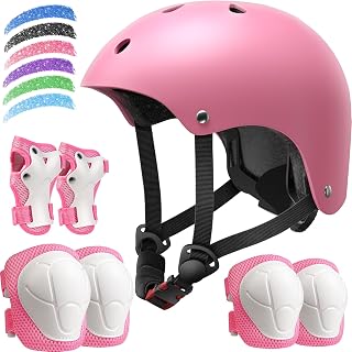 DARME Kids Bike Helmet & 7-in-1 Protective Gear Set - Adjustable for Ages 2-14 Boys Girls, Knee Elbow Wrist Pads for Bike Skating Scooter, 6 Colors