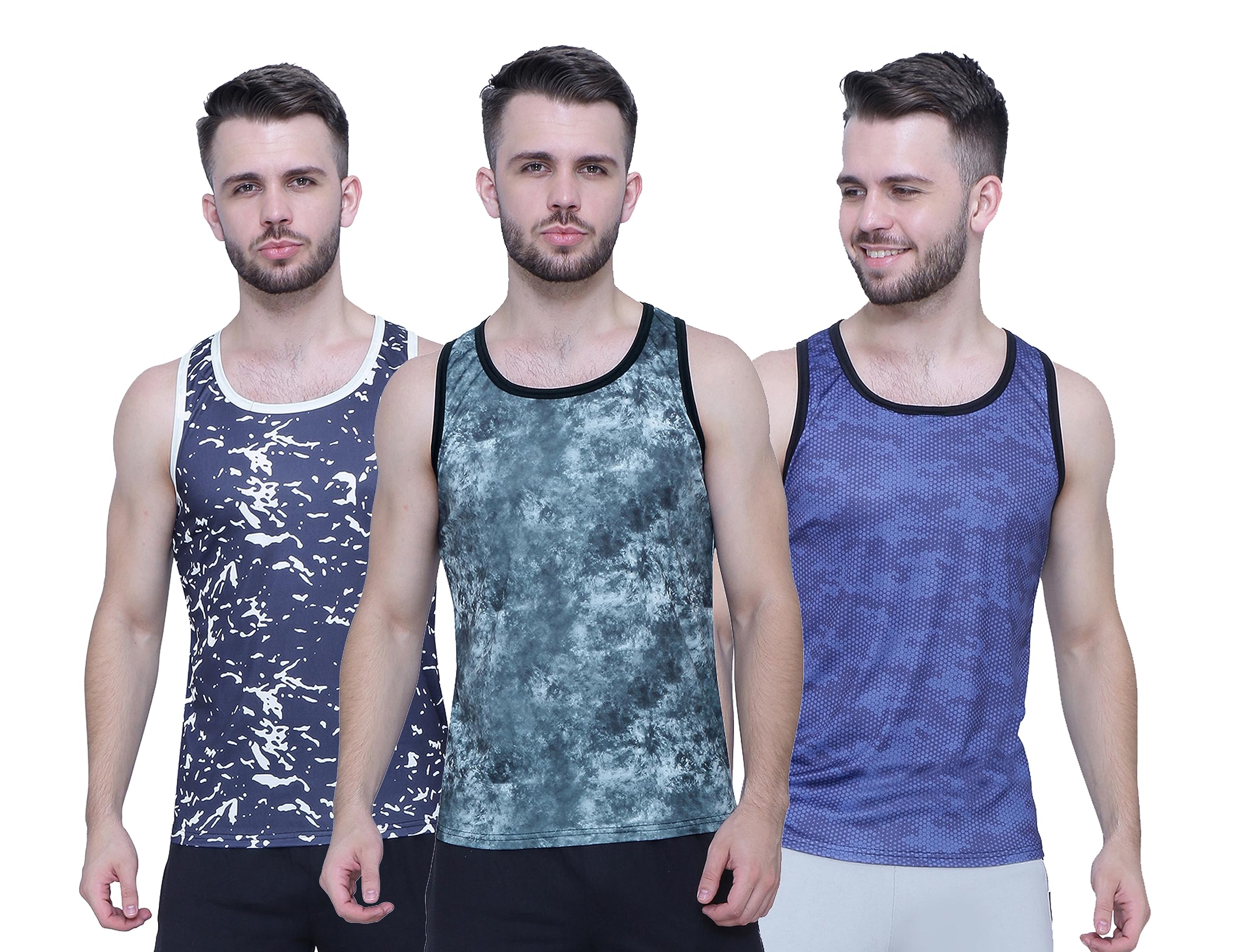 Spangel FashionMen's Round Neck Sleeveless Cotton Lycra Vest