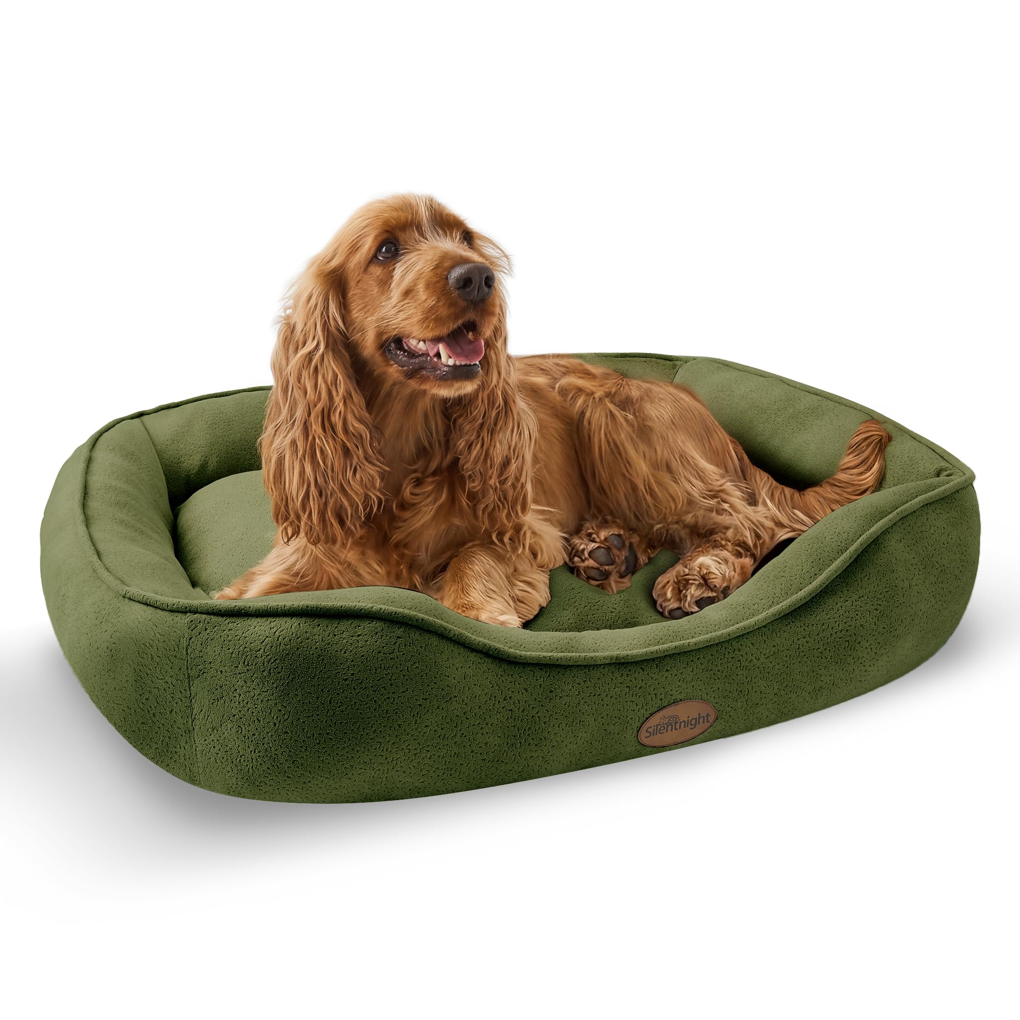 Silentnight Airmax Pet Bed - Comfortable Support for Head & Body - Breathable Prevent Overheating - Reversible Removable Cushion & Non-Slip Base - Easy Clean Machine Washable Dog Bed, Green, Large