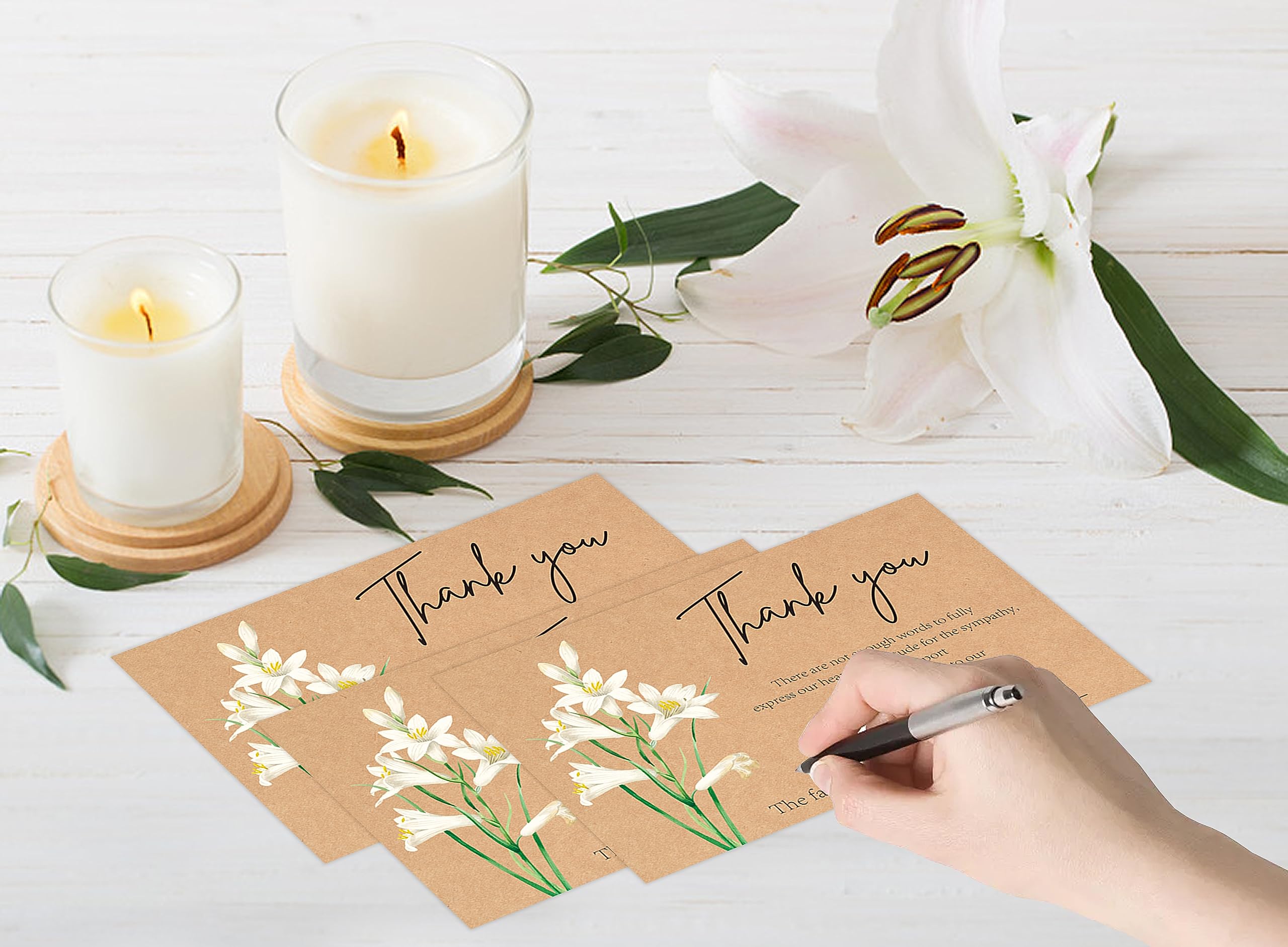 Lily Minimalism - Tarjetas de agradecimiento funerarias con sobres, tarjetas de agradecimiento funerarias rellenables, notas de agradecimiento, notas de agradecimiento con sobres, tarjetas de