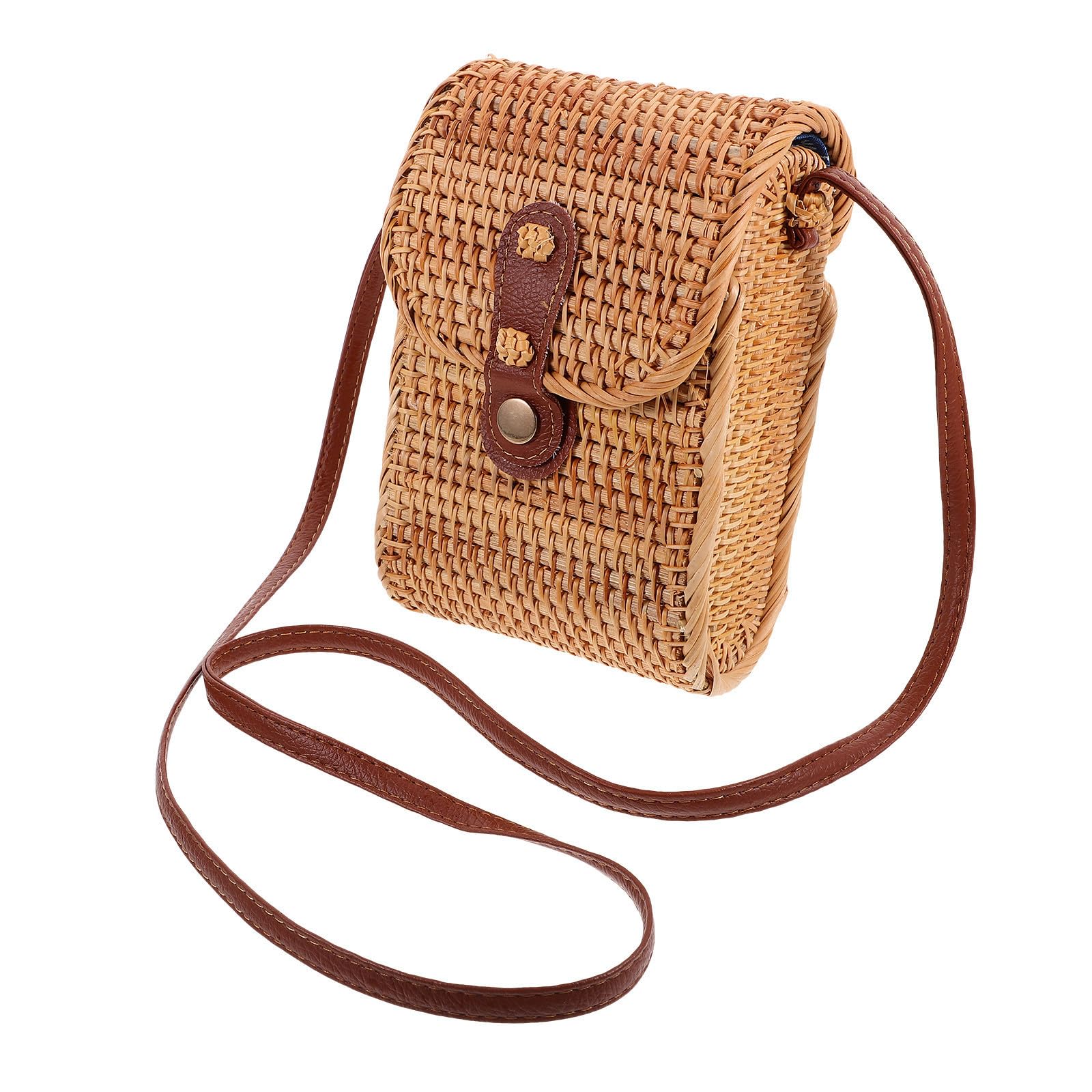 Bolso Bandolera de Ratán Tejido, Estilo Boho para Mujer Verano