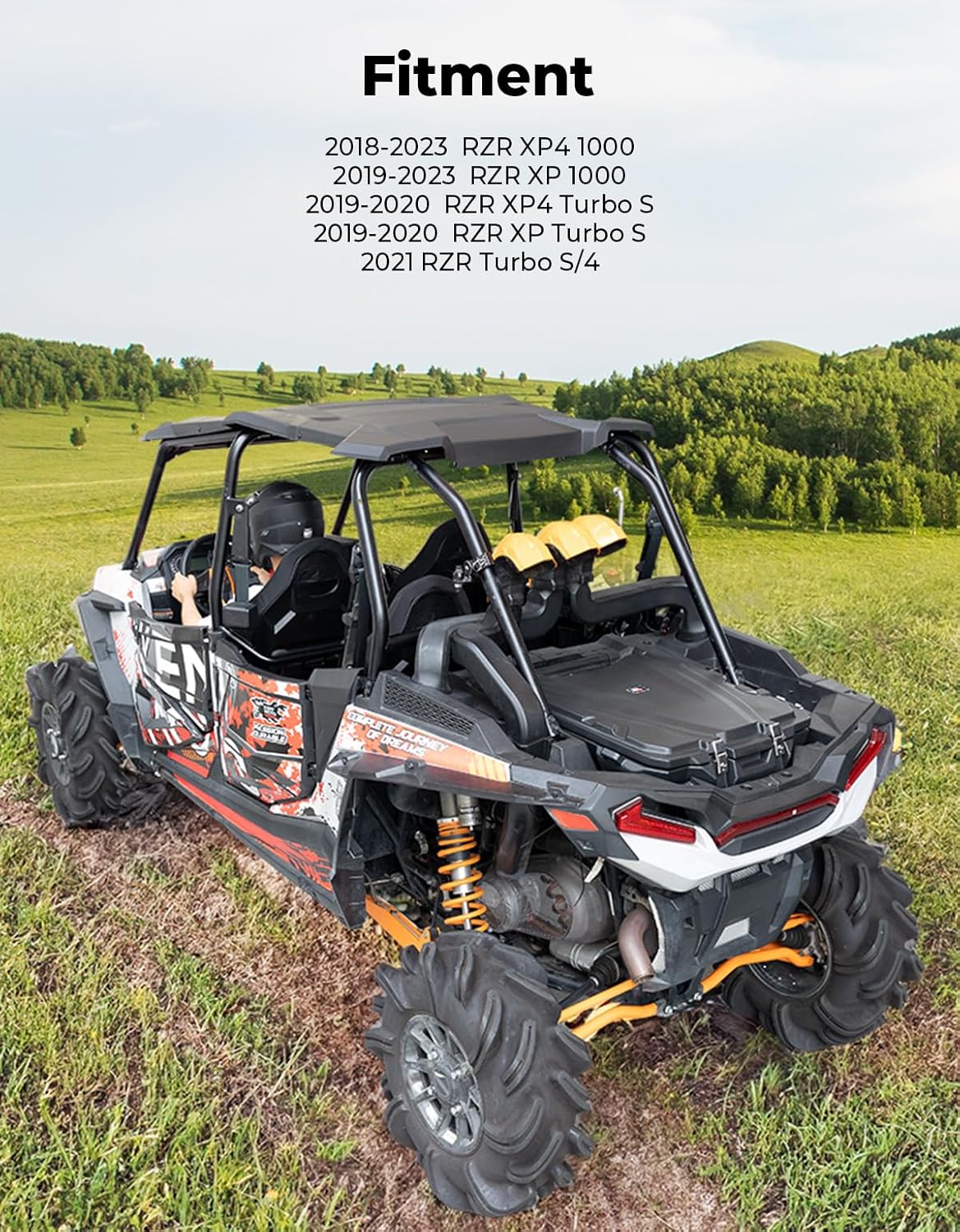 KEMIMOTO 100L (26.4 Gallons) UTV Rear Cargo Storage Box Compatible with 2014-2023 Polaris RZR XP1000 / XP4 1000, Featuring a Tactical Panel and Bed Storage Container