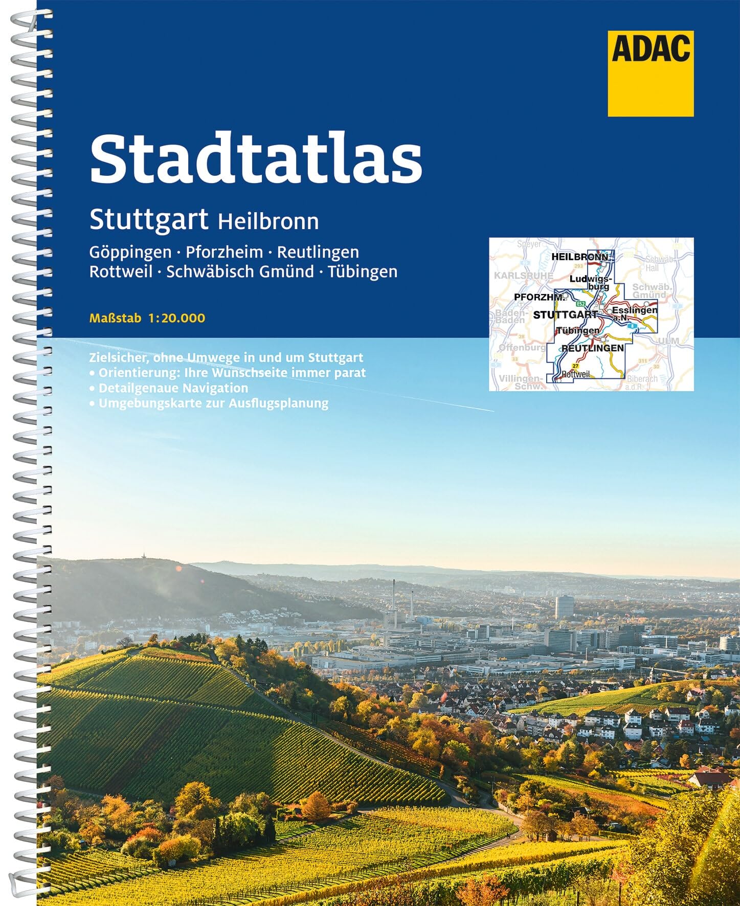 ADAC Stadtatlas Stuttgart, Heilbronn 1:20.000: mit Göppingen, Pforzheim, Reutlingen, Rottweil, Schwäbisch Gmünd, Tübingen
