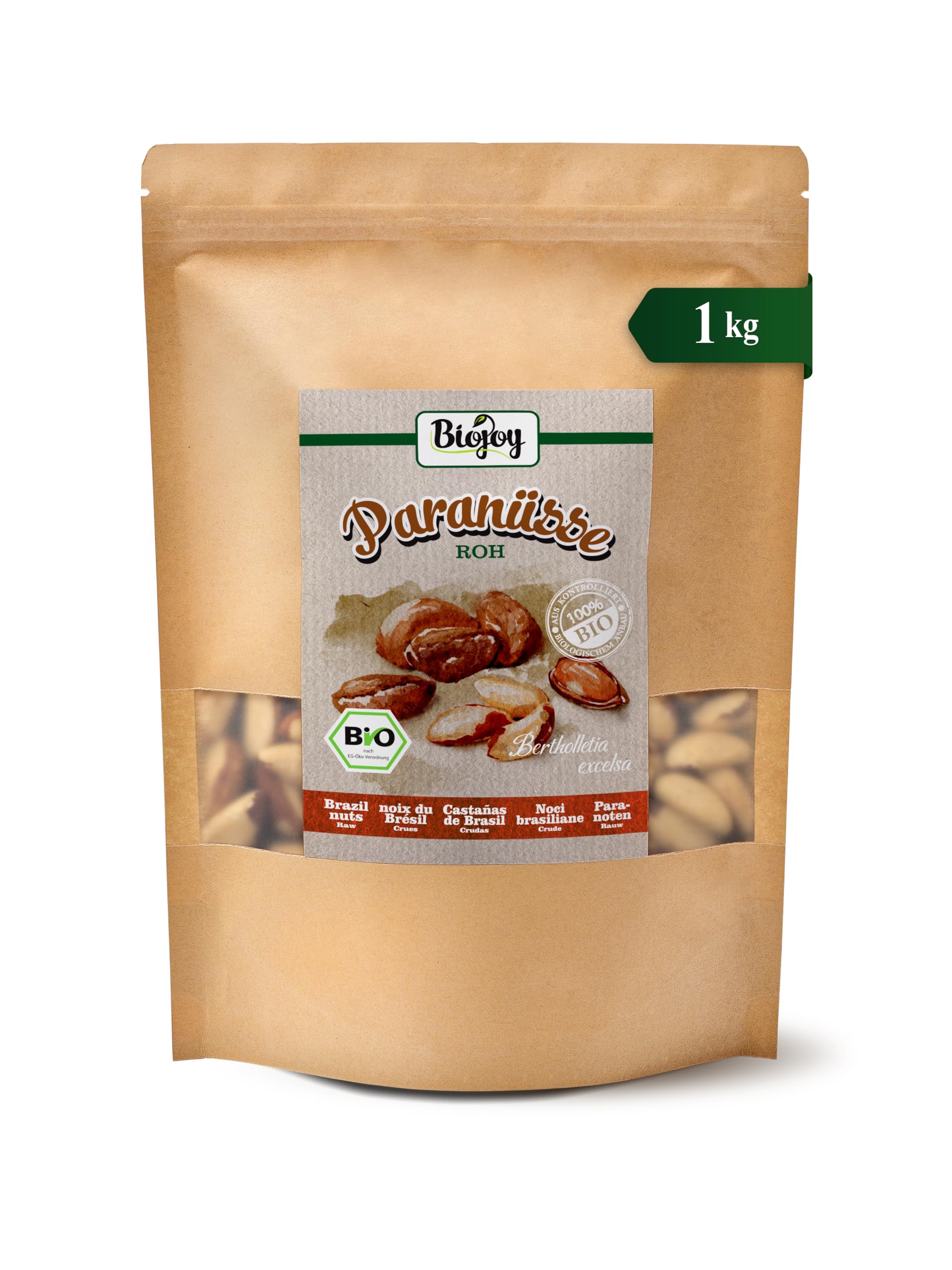Biojoy Nueces de Brasil peladas Ecológicas (1 kg), crudas y sin sal