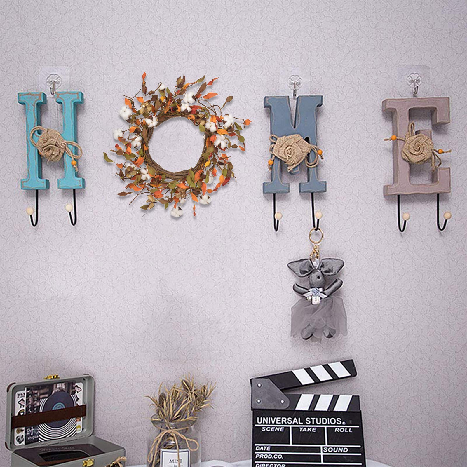 WEIGE Decoraciones de otoño, Guirnalda de algodón de simulación de otoño, Guirnalda de Puerta Artificial de ratán de 50 cm / 20 Pulgadas para Adornos de decoración del hogar de Halloween, decoraci