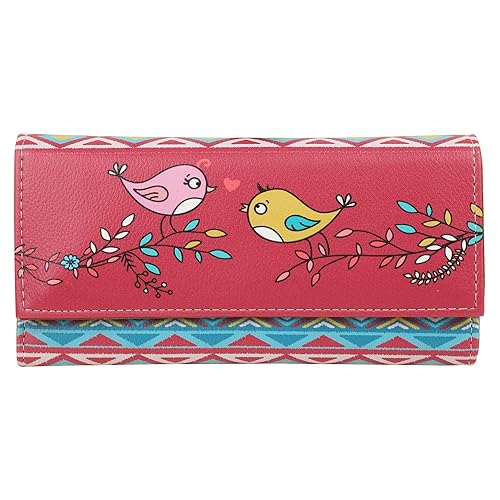 ShopMantra Red Bird Design Multicolor Faux Leather Printed Womens Wallet LW00000243