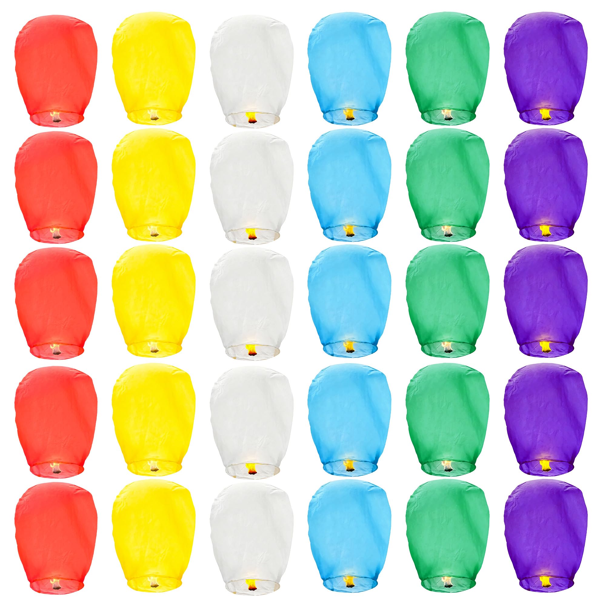 WENLISELL 30 PCS Chinese Sky Lanterns Multi-Colour, Lanterns to Release in Memory, Floating Sky Lanterns for Outside Flying, Party Decoration