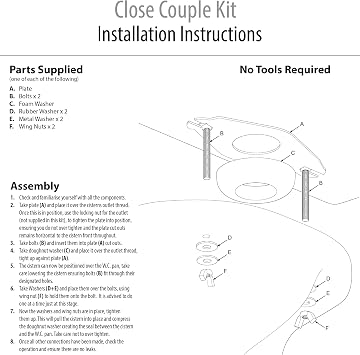PlumbEZ Easy Fit Close Coupling Kit for Close Coupled Toilets - No Tools Required Bolt and Gasket Donut Kit for Close Coupled Toilet Cistern Kit with Reliable Toilet Seal Ring