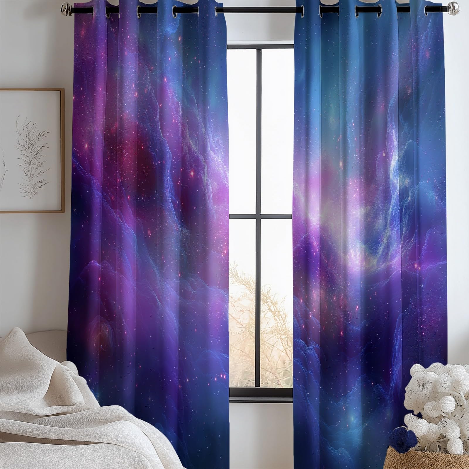 Vorhänge Blickdicht Traum Universum, Verdunkelungsvorhänge Gradient Nebel Gardinen mit Ösen 2er Set für Schlafzimmer Wohnzimmer Kinderzimmer Fensterdekoration H 245 x B 140 cm