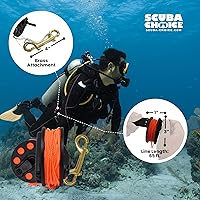 Vista 5 de Scuba Choice Scuba Buceo Bobina de dedo compacta con mango de plástico, 65', línea naranja