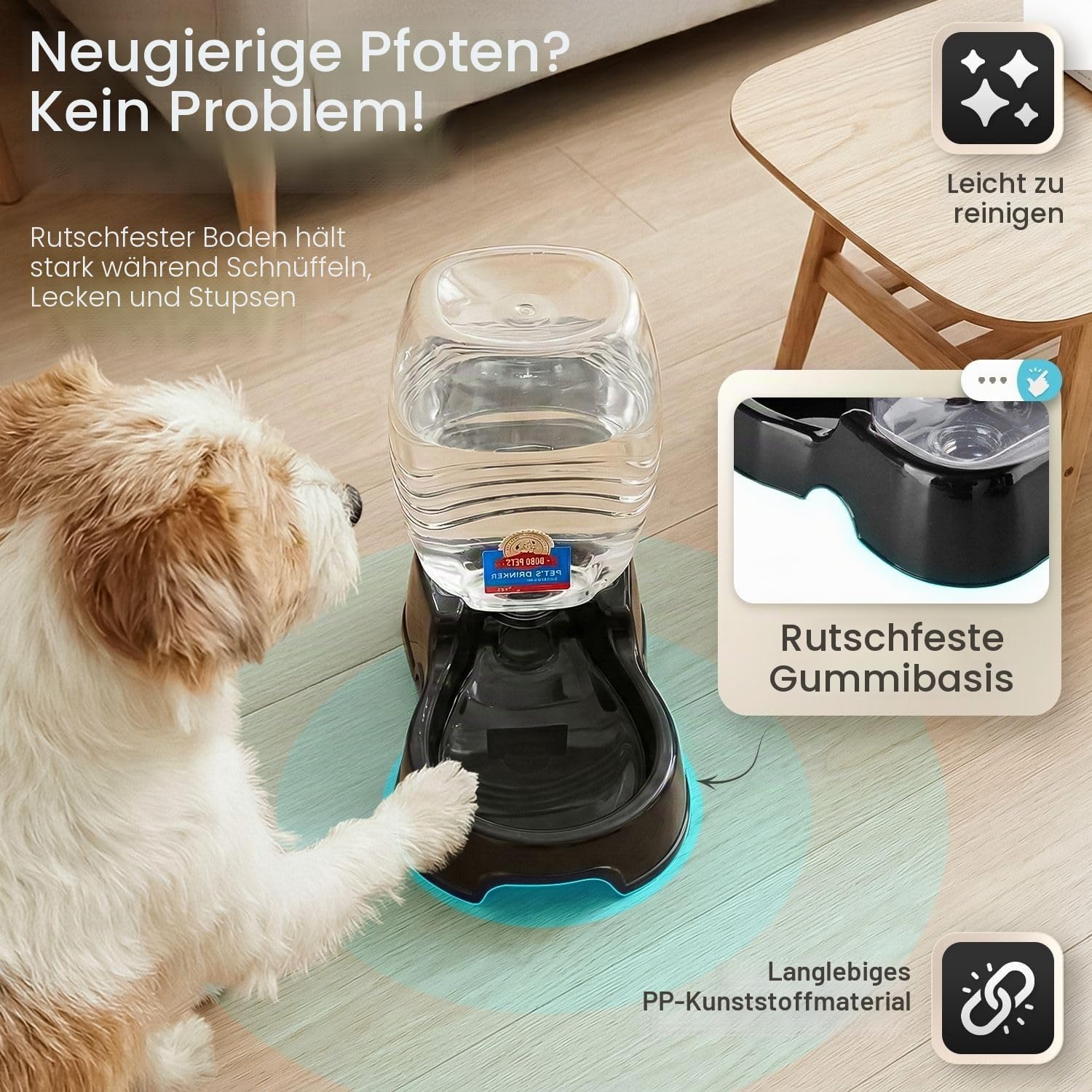 Flexzion Wasserspenderstation für Haustiere, schwarz, 1/4 Gallonen, automatische Nachfüllung, Schwerkraft-Bewässerung, Trinkbrunnen, Flasche, Schüssel, tragbarer Ständer für kleine Hunde, Katzen,