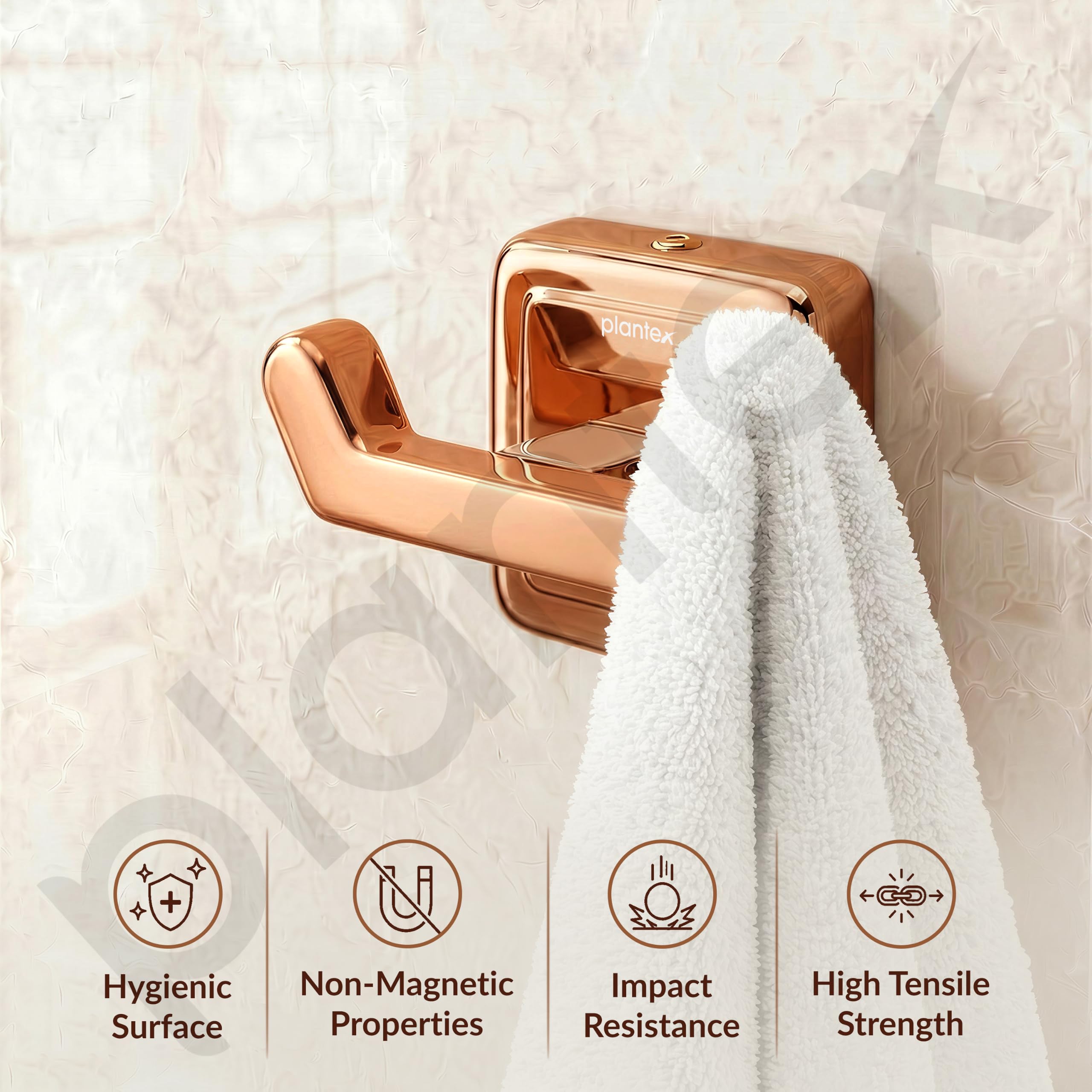 Plantex 304 Grade Stainless Steel Robe Hook/Hanger/Hook for Hanging Towel in Bathroom/Living Room - Decan (Rose Gold) 4