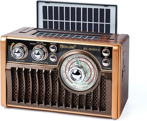 Miniatura 1 de Radios AM FM portátiles, radios retro con altavoces de alta potencia, compatible con alimentación USB y carga de paneles solares. Tarjeta TF