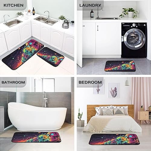 Miniatura 5 de Kitchen Mats for Floor 2 Piece Set Giant Fantasy Skulls Print, Anti Skid Cushioned Water Absorbent Kitchen Rugs Door Mat Floor Mats for Kitchen Sink