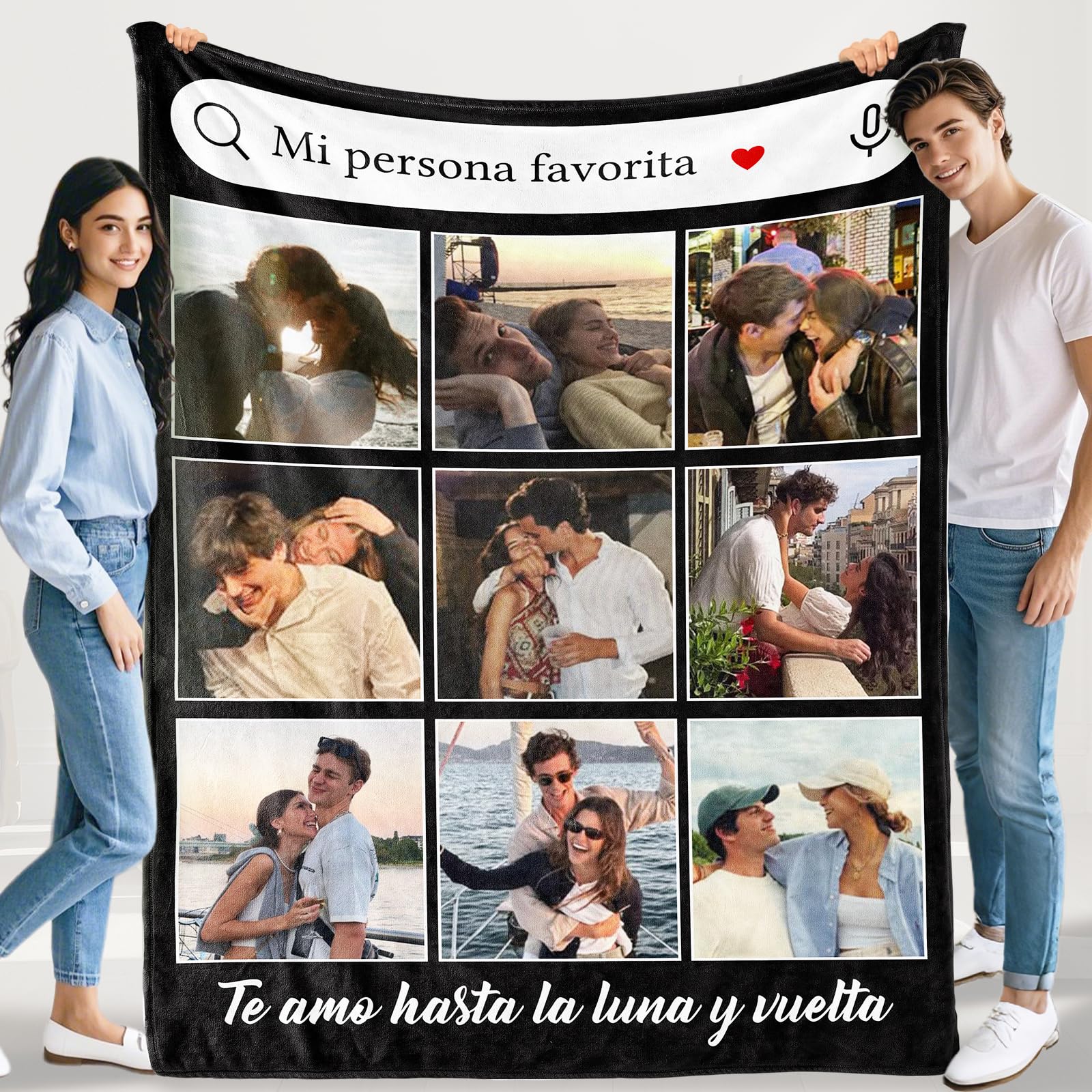 iDIY Manta Personalizada con Foto y Texto – Regalo Aniversario Pareja para Mamá, Papá, Cumpleaños y Aniversarios – Regalos Personalizados para San Valentín-9 Foto