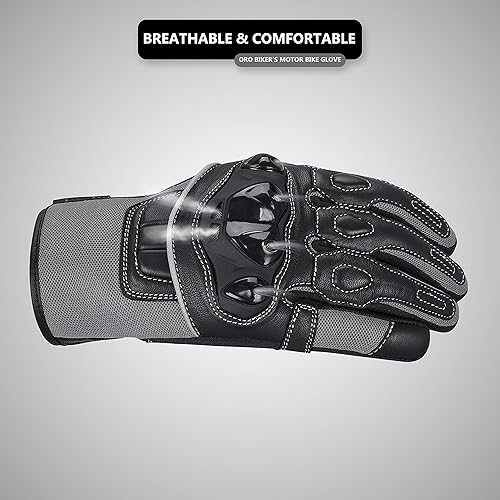 Miniatura 4 de Guantes de motociclista, guantes de piel y malla transpirable, para pantalla táctil, guantes para motociclismo, carreras todoterreno.