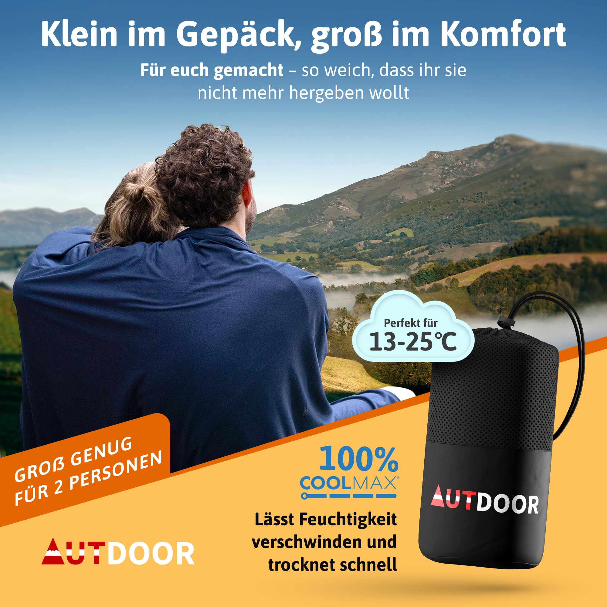 Couverture De Voyage Coolmax Ultra Légère – 200x150 Cm, Respirante, Séchage Rapide, Pour Camping & Rando Couverture De Voyage Coolmax Ultra Légère – 200x150 Cm, Respirante, Séchage Rapide, Pour Camping & Rando